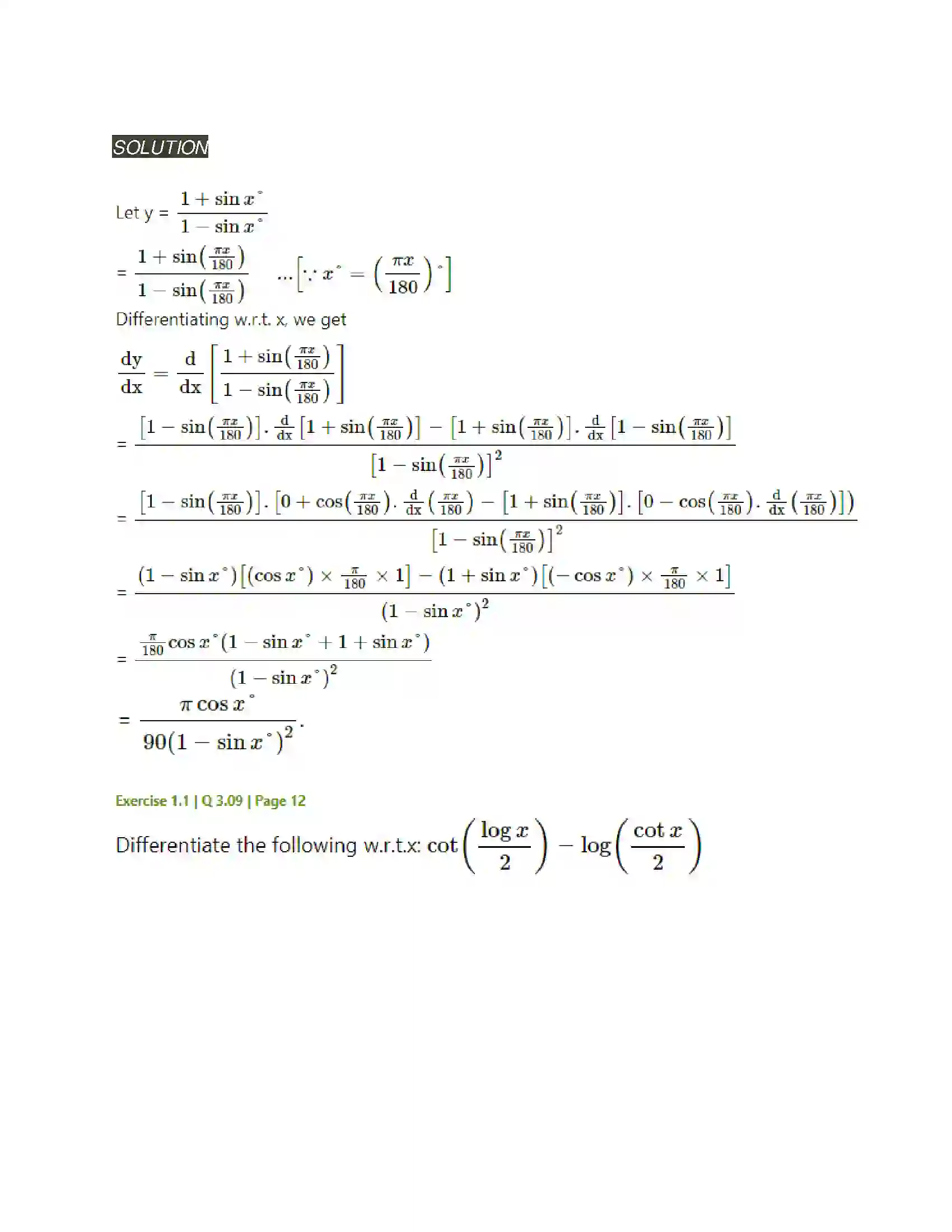 Maharashtra Board Class 12th Mathematics & Statistics-2 (Arts & Science) Differentiation Solution 24