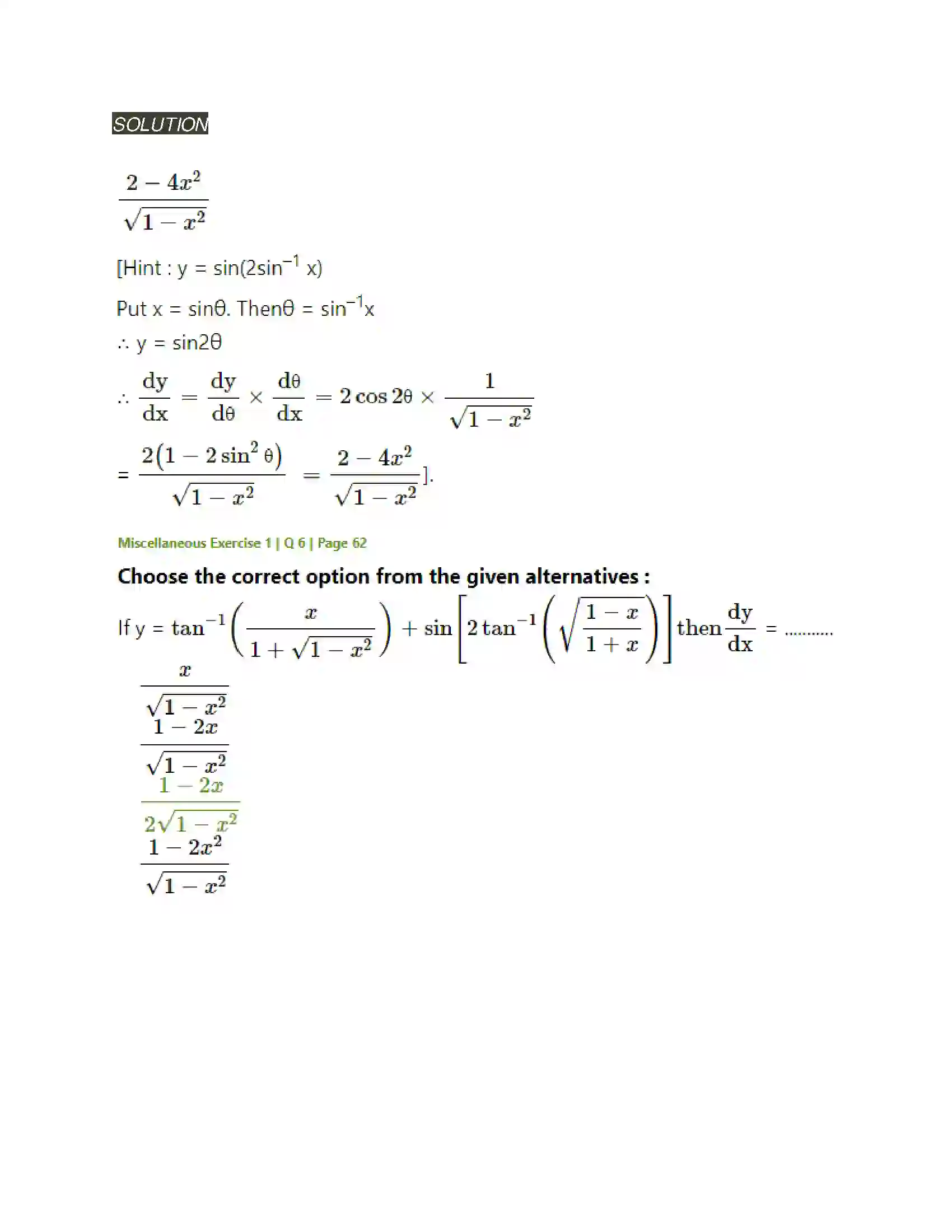 Maharashtra Board Class 12th Mathematics & Statistics-2 (Arts & Science) Differentiation Solution 242