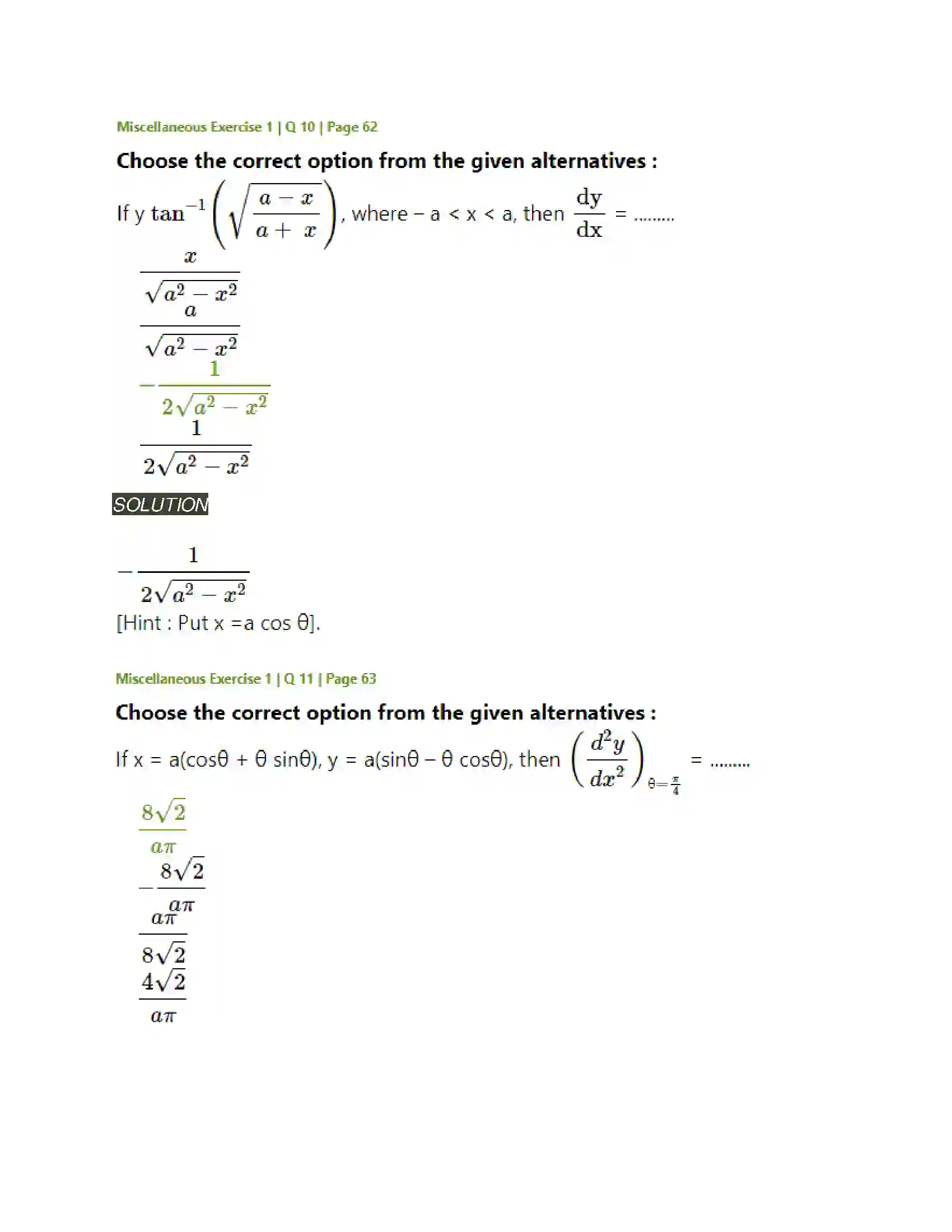 Maharashtra Board Class 12th Mathematics & Statistics-2 (Arts & Science) Differentiation Solution 247