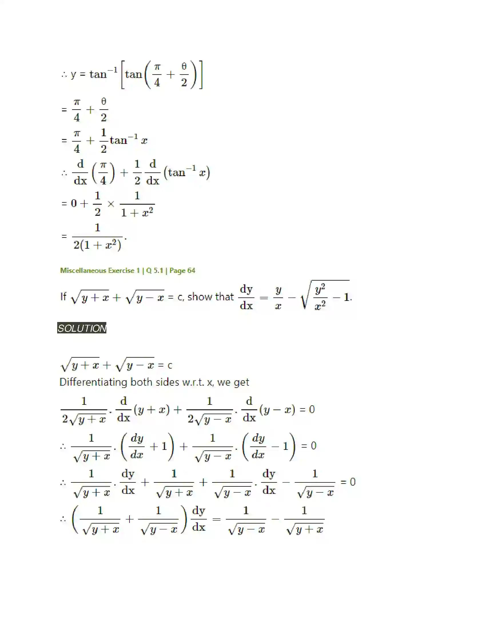 Maharashtra Board Class 12th Mathematics & Statistics-2 (Arts & Science) Differentiation Solution 265
