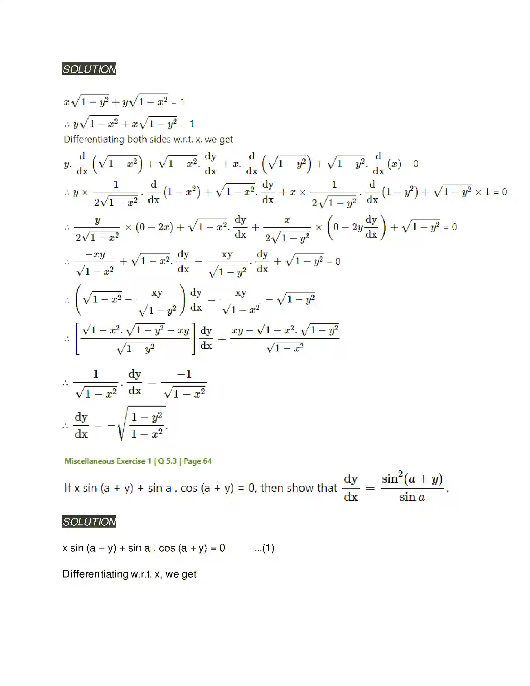 Maharashtra Board Class 12th Mathematics & Statistics-2 (Arts & Science) Differentiation Solution 267