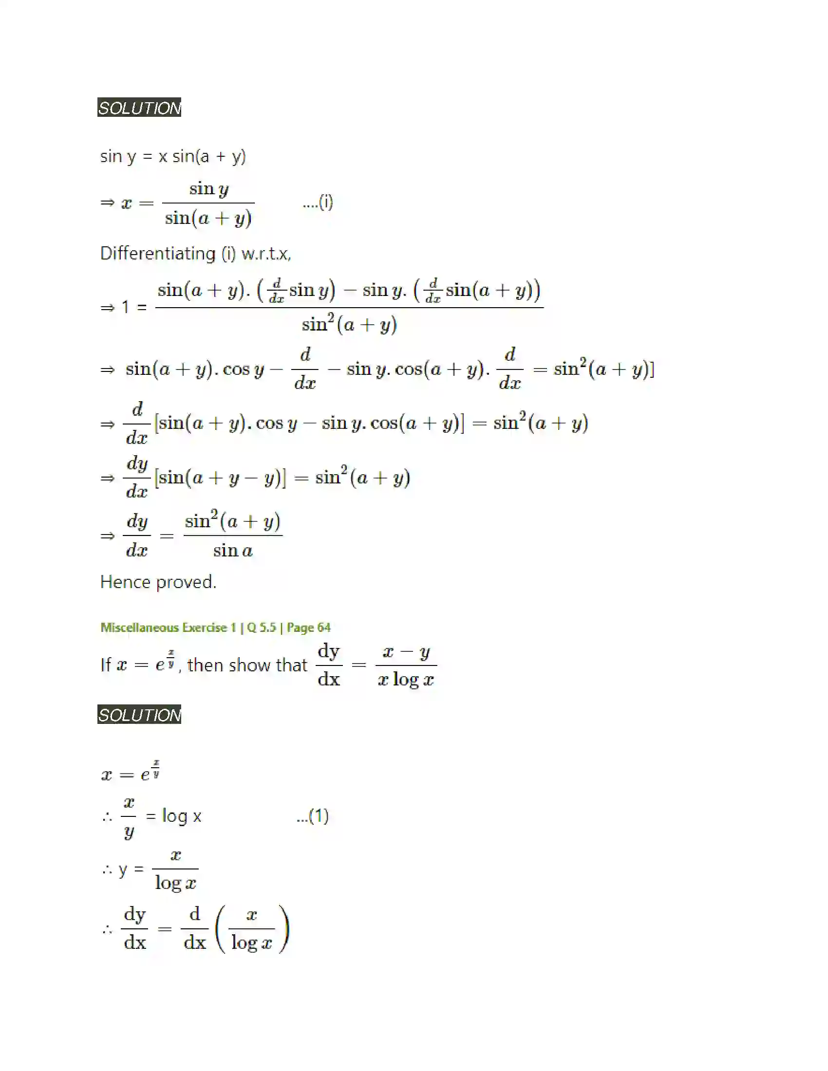 Maharashtra Board Class 12th Mathematics & Statistics-2 (Arts & Science) Differentiation Solution 269