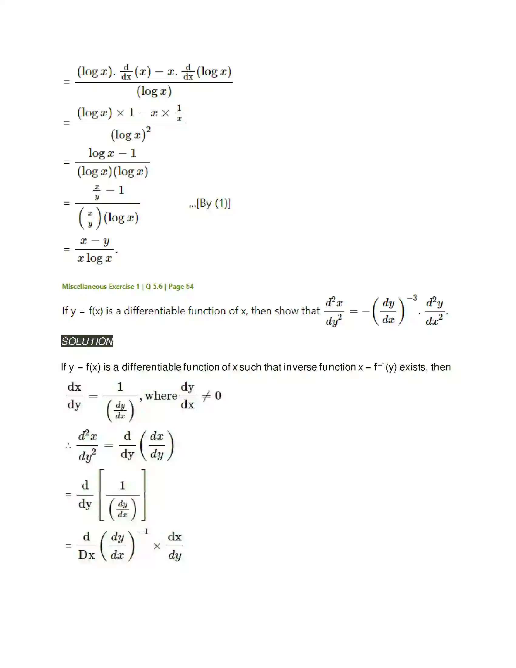 Maharashtra Board Class 12th Mathematics & Statistics-2 (Arts & Science) Differentiation Solution 270