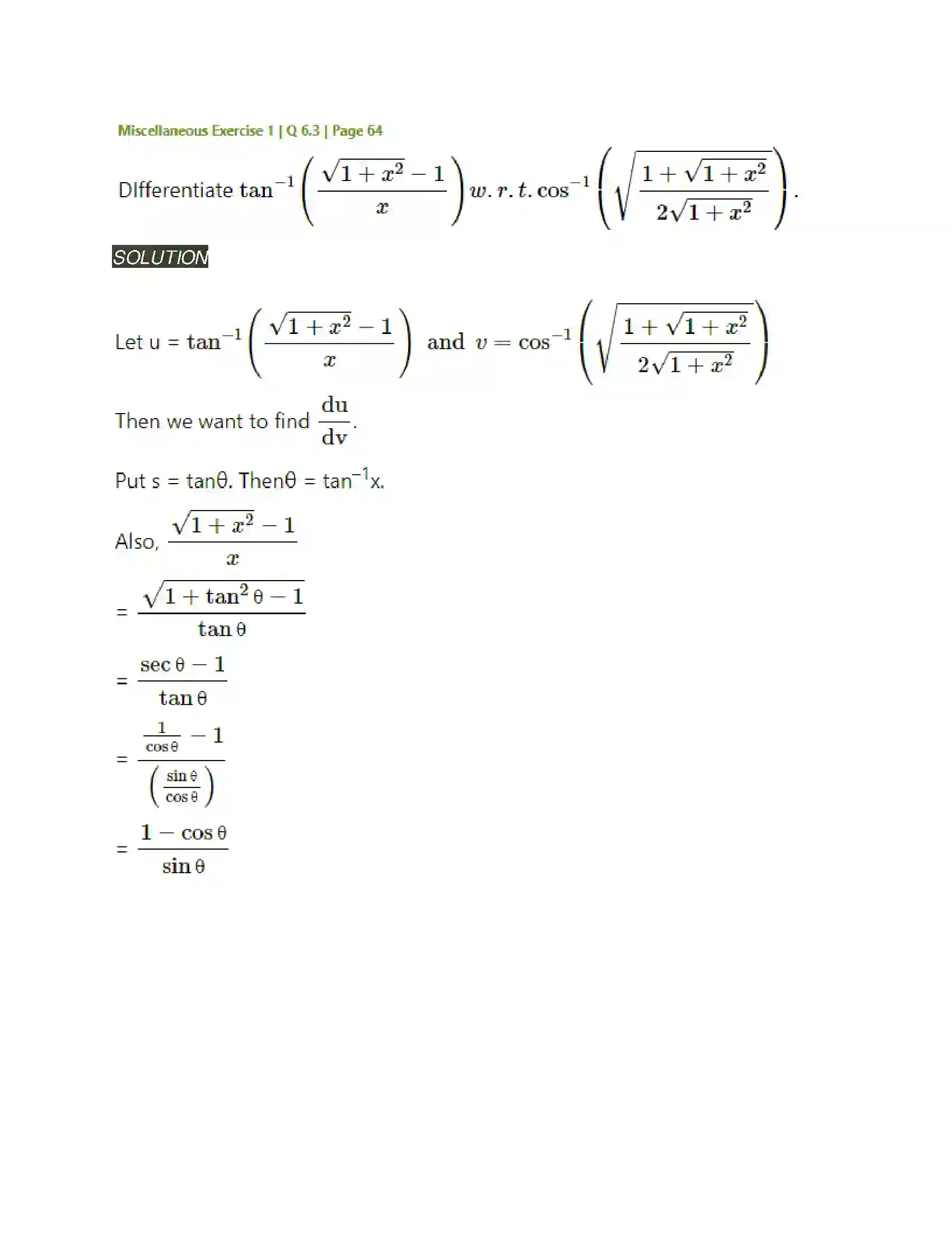 Maharashtra Board Class 12th Mathematics & Statistics-2 (Arts & Science) Differentiation Solution 276