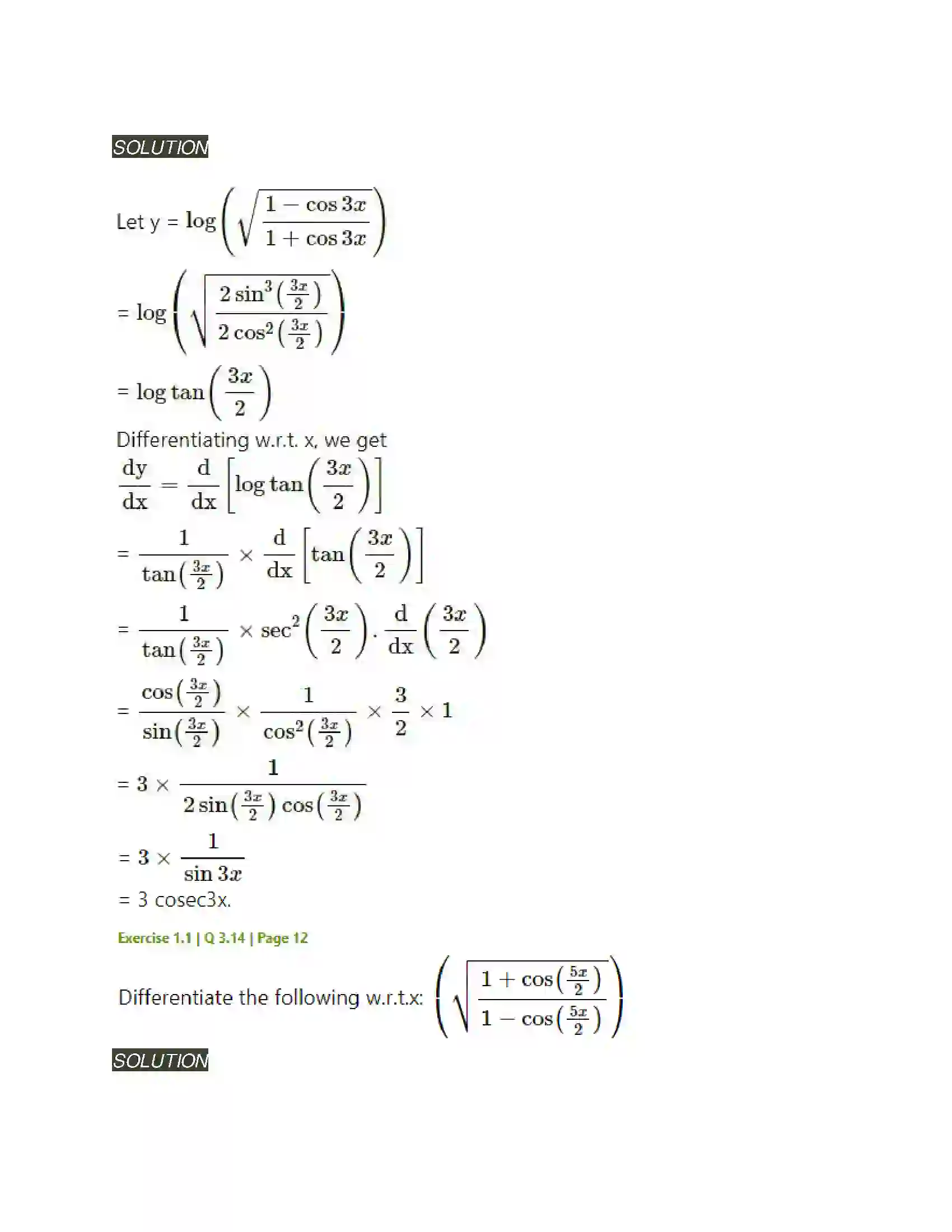 Maharashtra Board Class 12th Mathematics & Statistics-2 (Arts & Science) Differentiation Solution 29