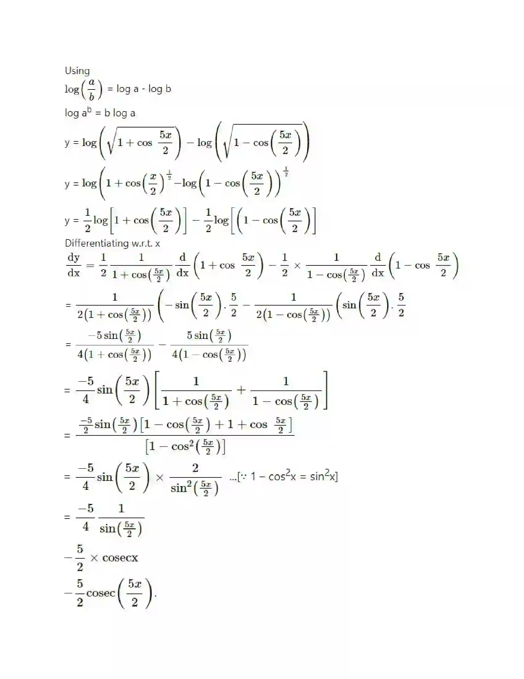 Maharashtra Board Class 12th Mathematics & Statistics-2 (Arts & Science) Differentiation Solution 30
