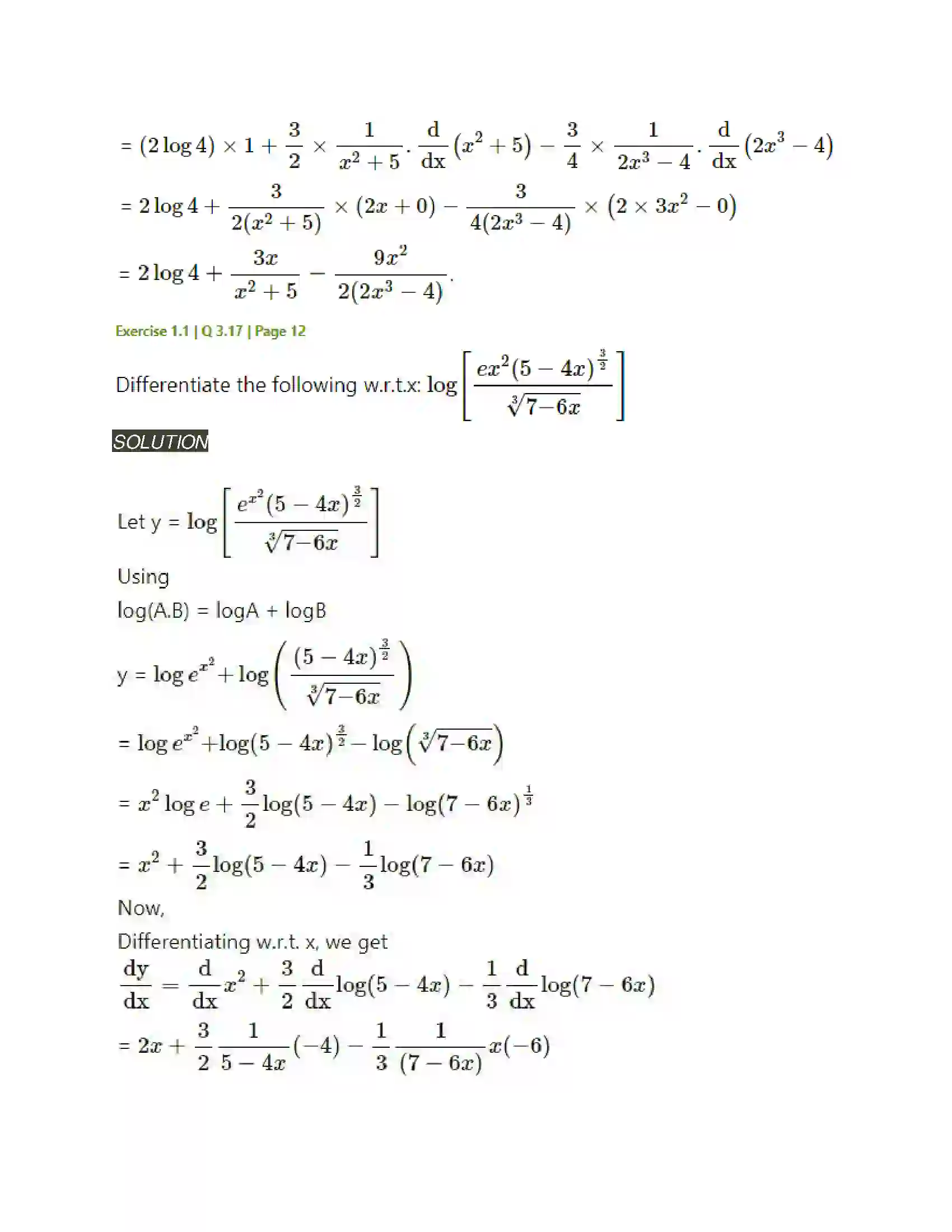 Maharashtra Board Class 12th Mathematics & Statistics-2 (Arts & Science) Differentiation Solution 33