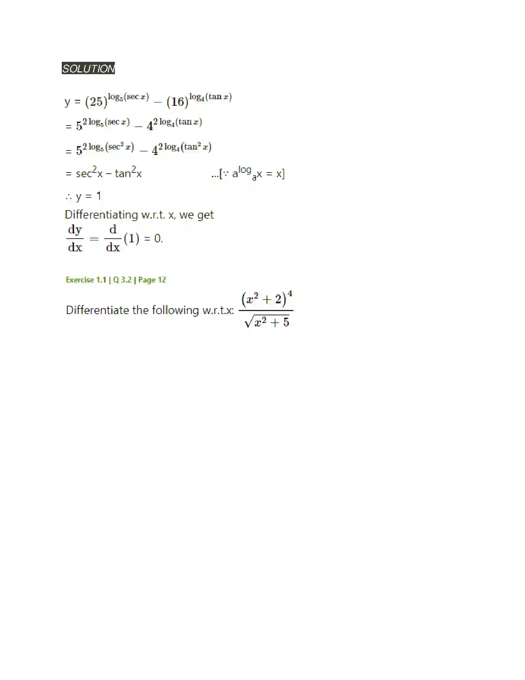 Maharashtra Board Class 12th Mathematics & Statistics-2 (Arts & Science) Differentiation Solution 35