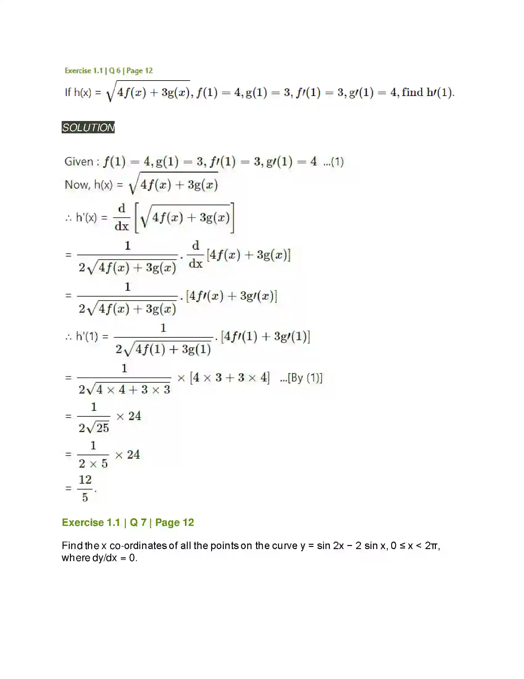 Maharashtra Board Class 12th Mathematics & Statistics-2 (Arts & Science) Differentiation Solution 41
