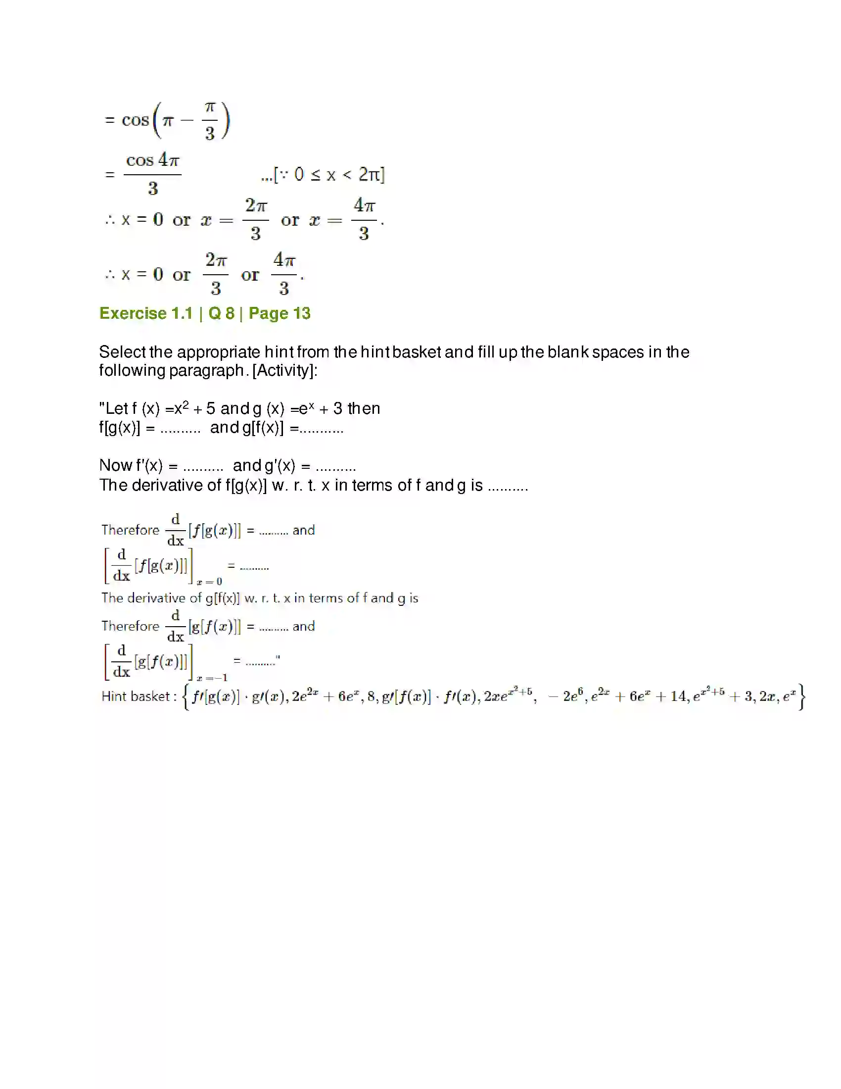 Maharashtra Board Class 12th Mathematics & Statistics-2 (Arts & Science) Differentiation Solution 43