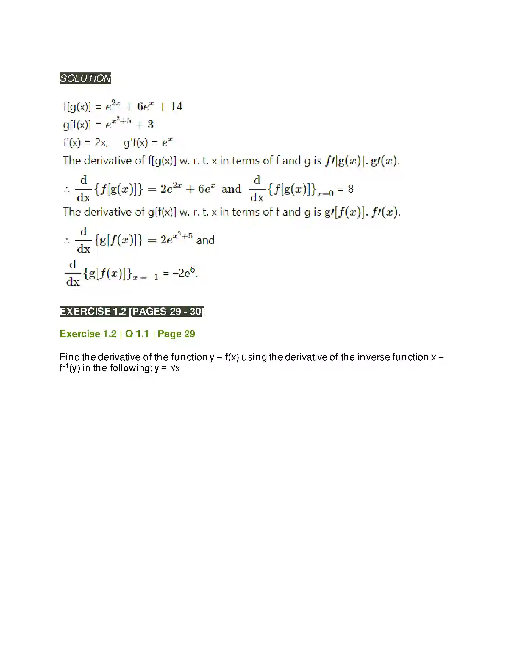 Maharashtra Board Class 12th Mathematics & Statistics-2 (Arts & Science) Differentiation Solution 44
