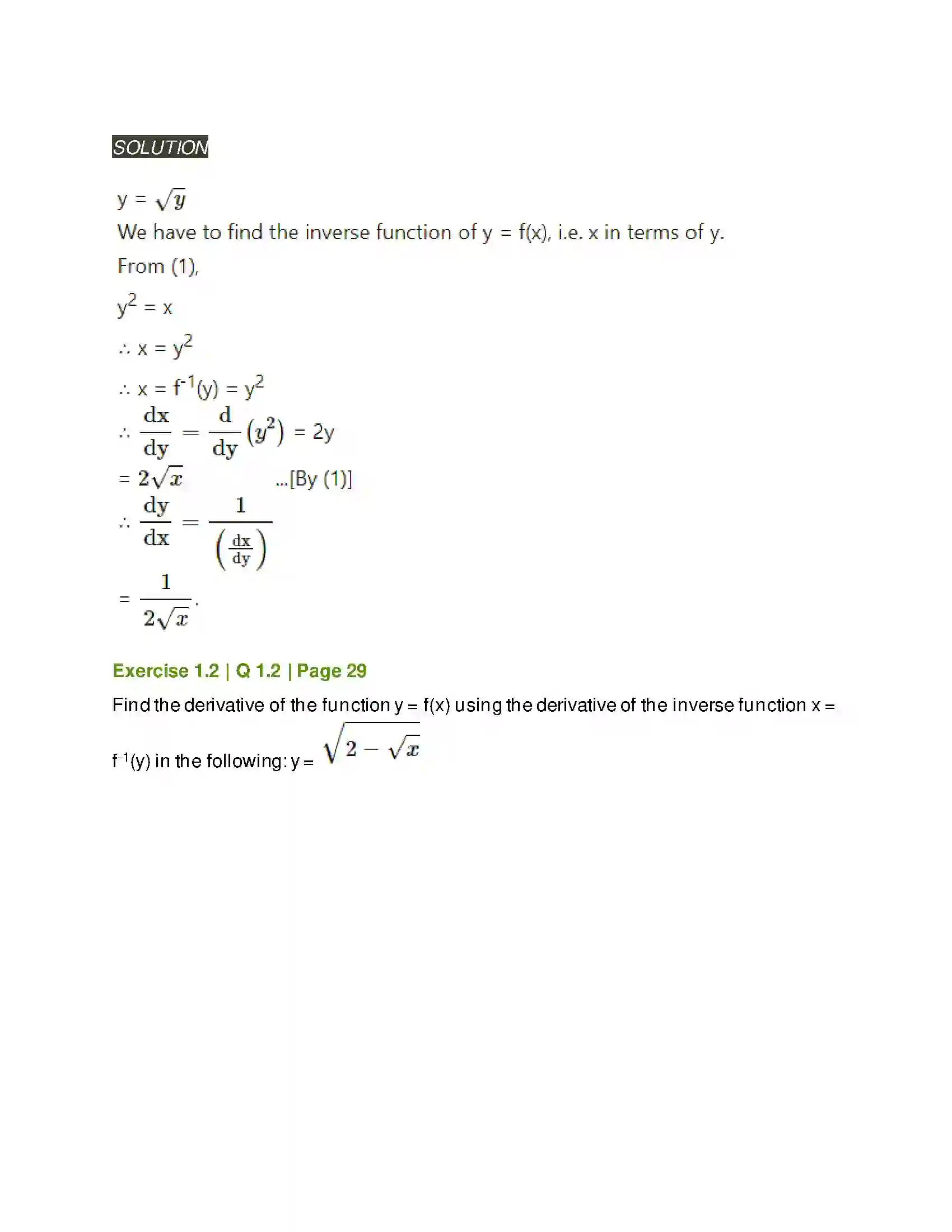 Maharashtra Board Class 12th Mathematics & Statistics-2 (Arts & Science) Differentiation Solution 45