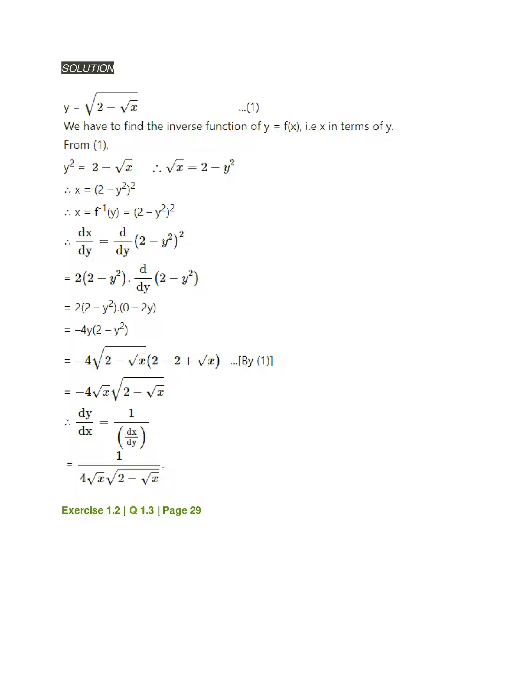 Maharashtra Board Class 12th Mathematics & Statistics-2 (Arts & Science) Differentiation Solution 46