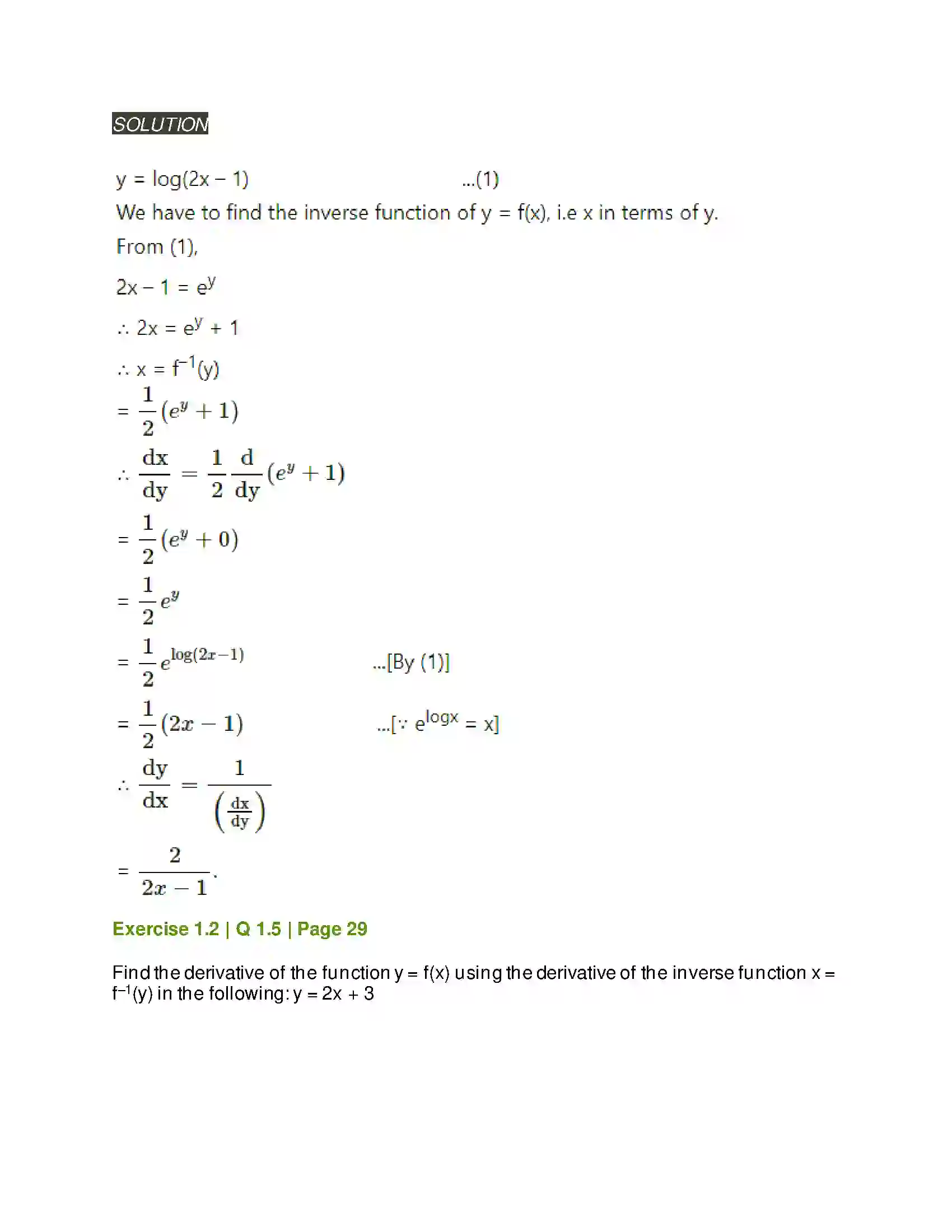 Maharashtra Board Class 12th Mathematics & Statistics-2 (Arts & Science) Differentiation Solution 48