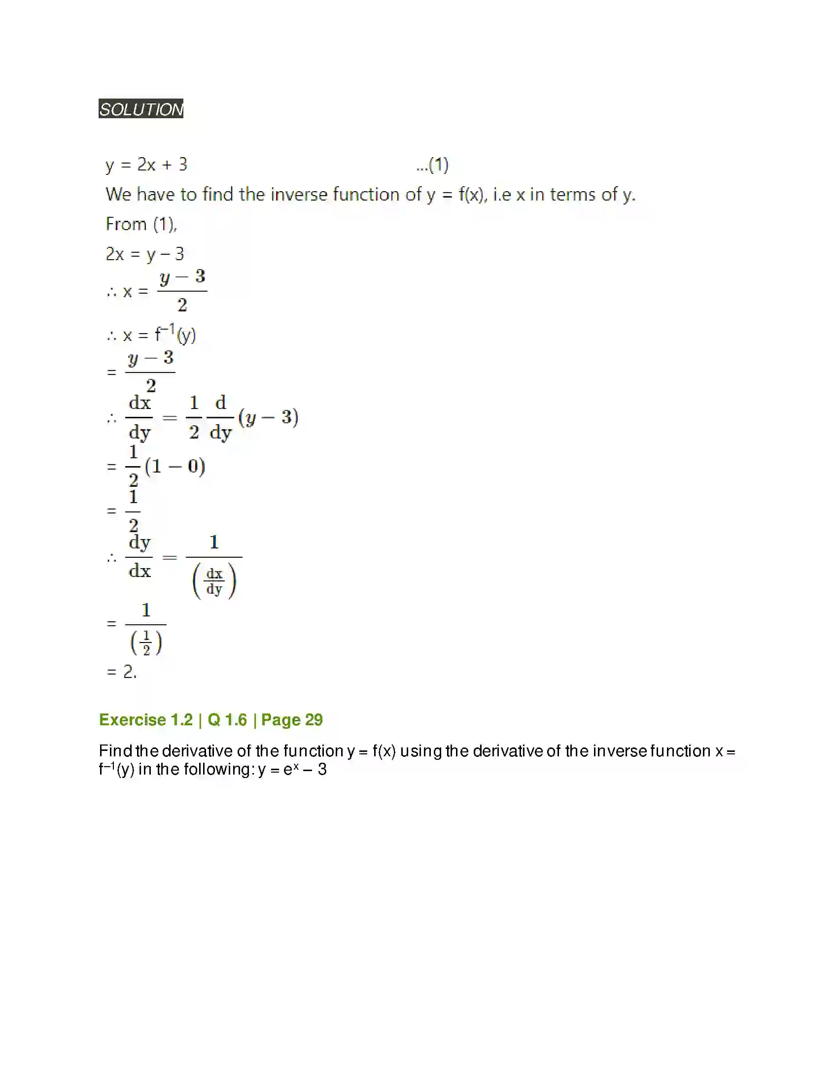Maharashtra Board Class 12th Mathematics & Statistics-2 (Arts & Science) Differentiation Solution 49