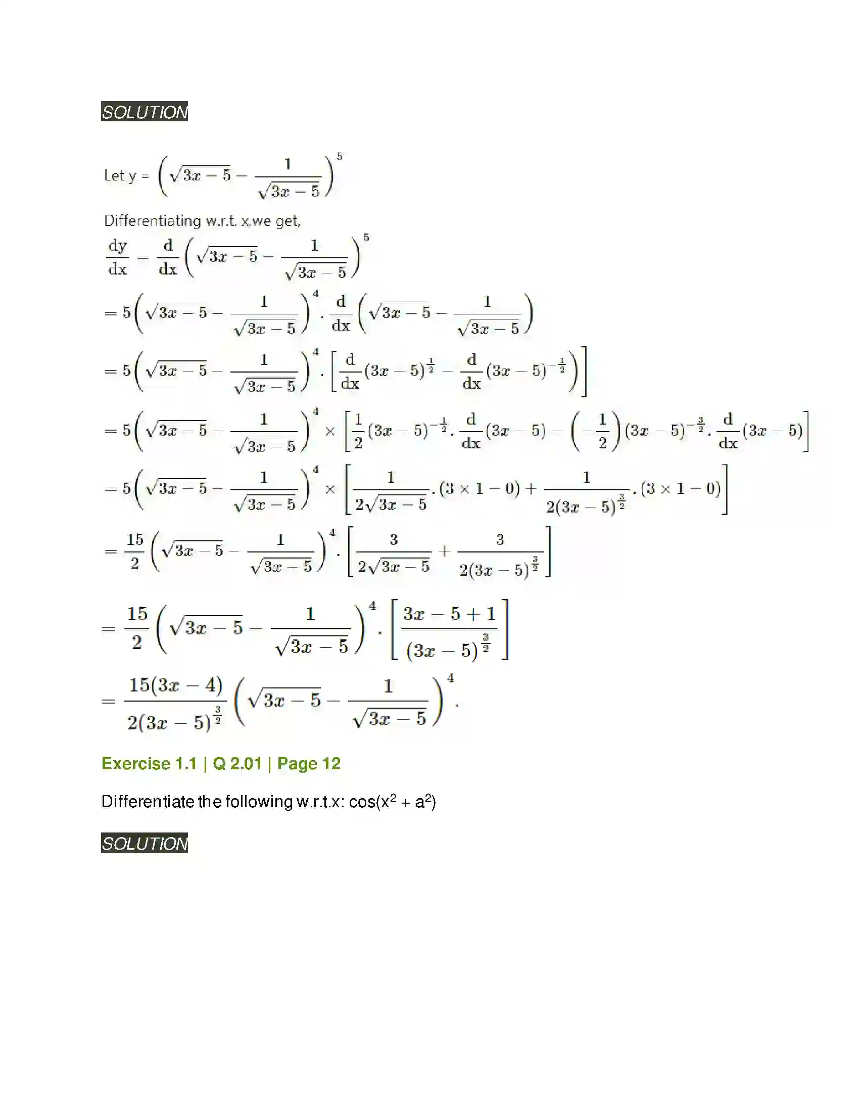 Maharashtra Board Class 12th Mathematics & Statistics-2 (Arts & Science) Differentiation Solution 5