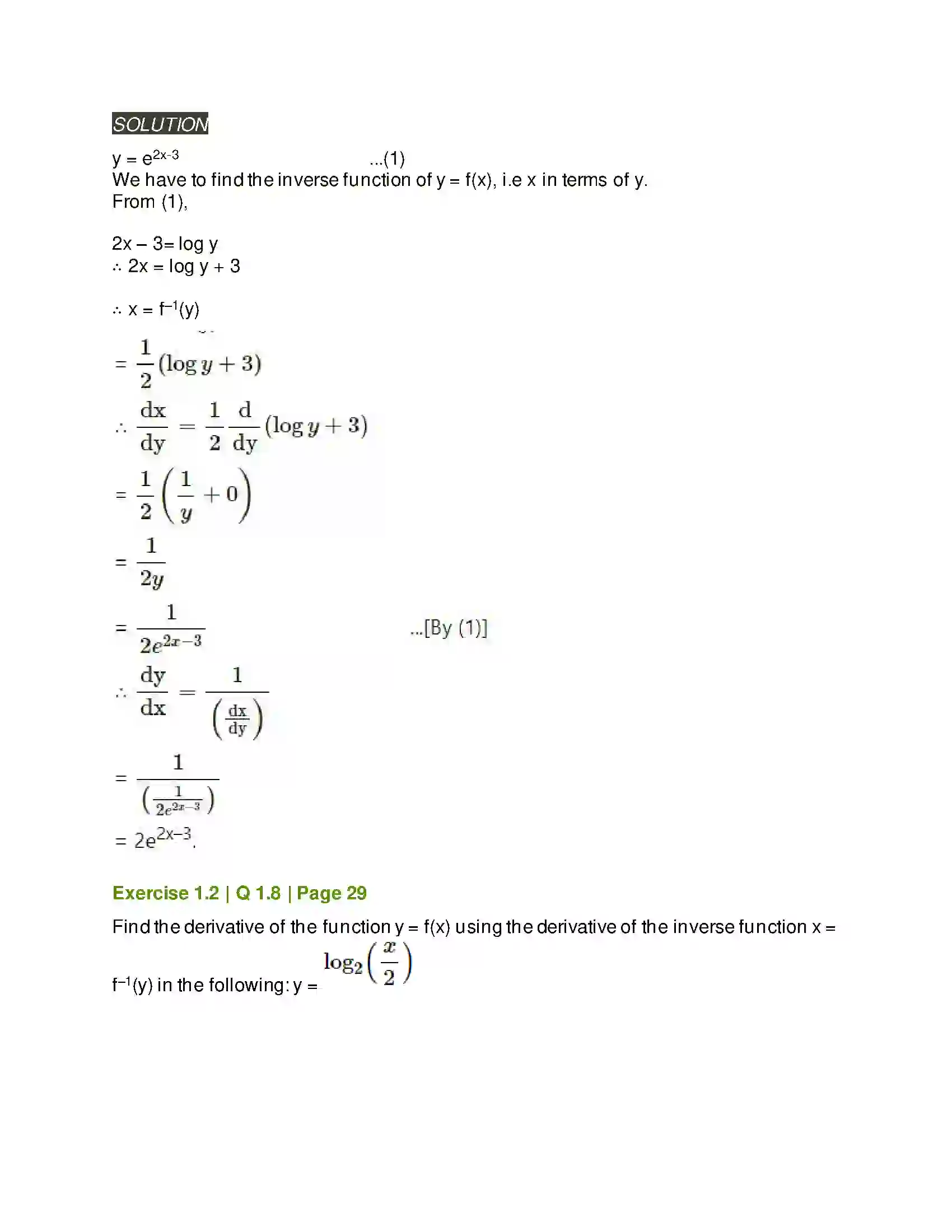 Maharashtra Board Class 12th Mathematics & Statistics-2 (Arts & Science) Differentiation Solution 51