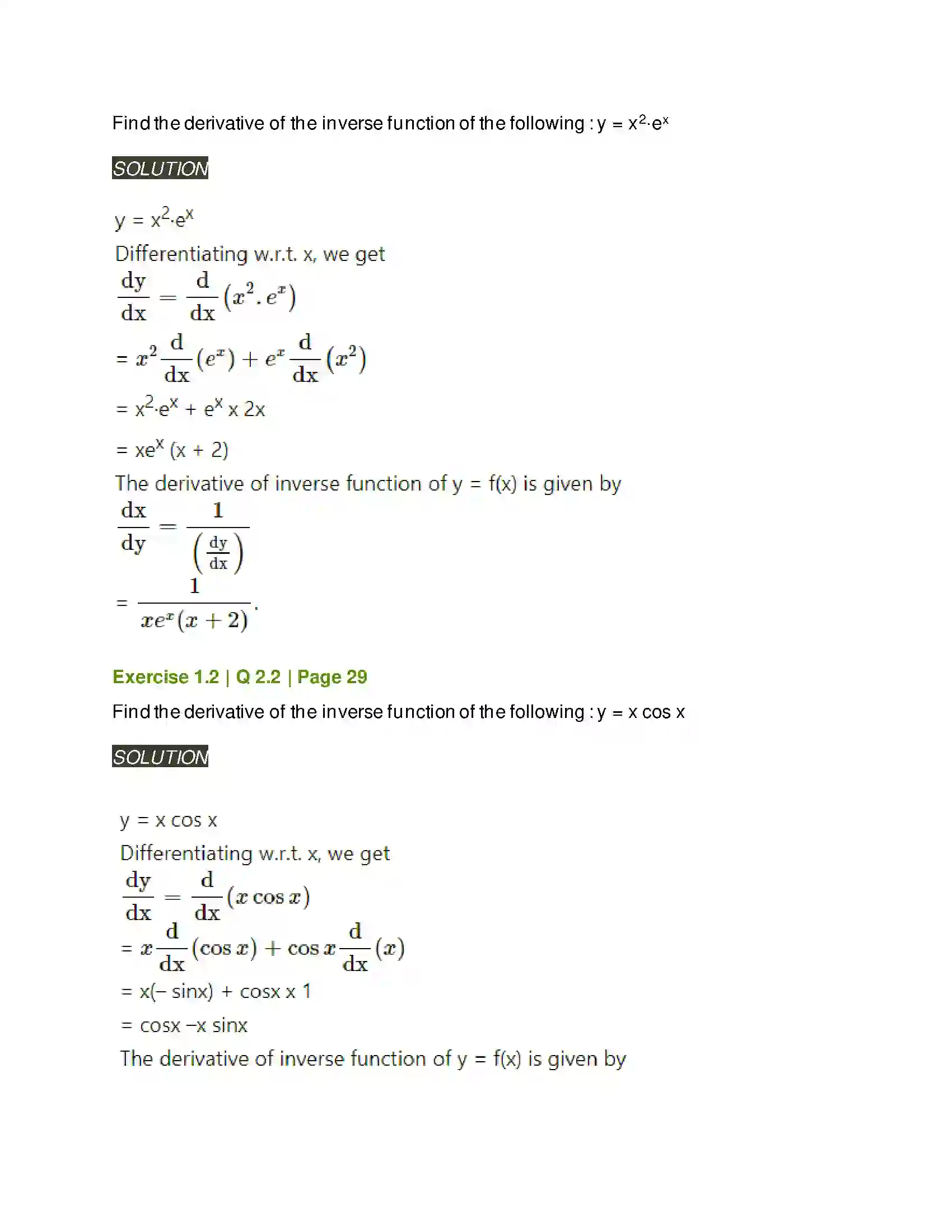 Maharashtra Board Class 12th Mathematics & Statistics-2 (Arts & Science) Differentiation Solution 53