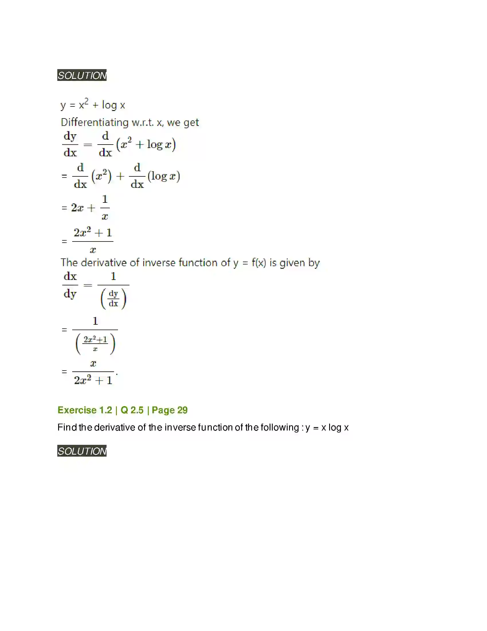 Maharashtra Board Class 12th Mathematics & Statistics-2 (Arts & Science) Differentiation Solution 55
