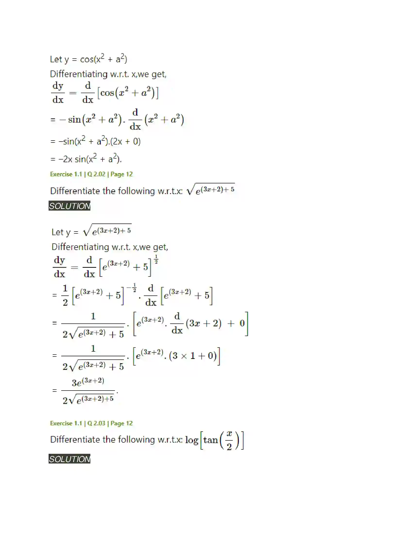 Maharashtra Board Class 12th Mathematics & Statistics-2 (Arts & Science) Differentiation Solution 6