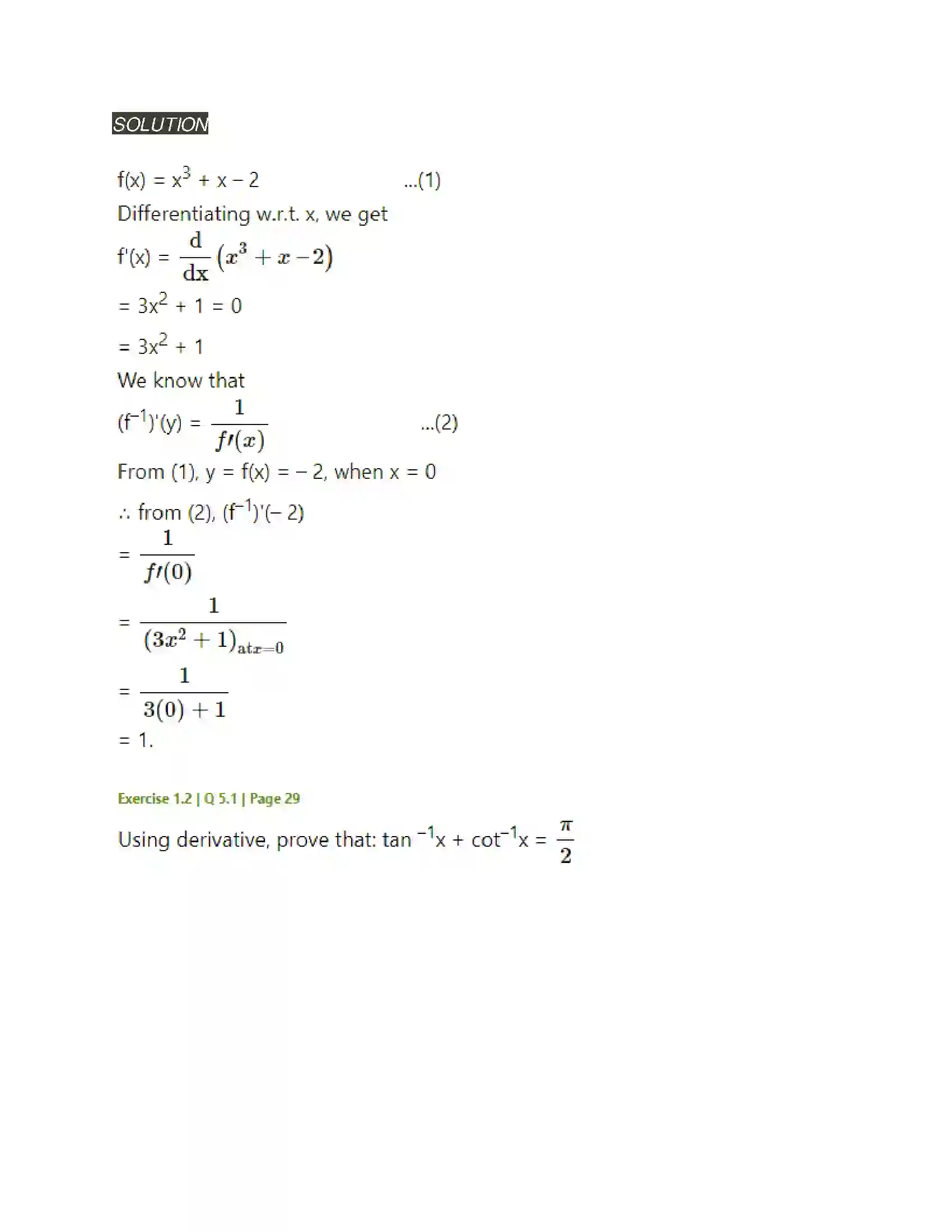 Maharashtra Board Class 12th Mathematics & Statistics-2 (Arts & Science) Differentiation Solution 61