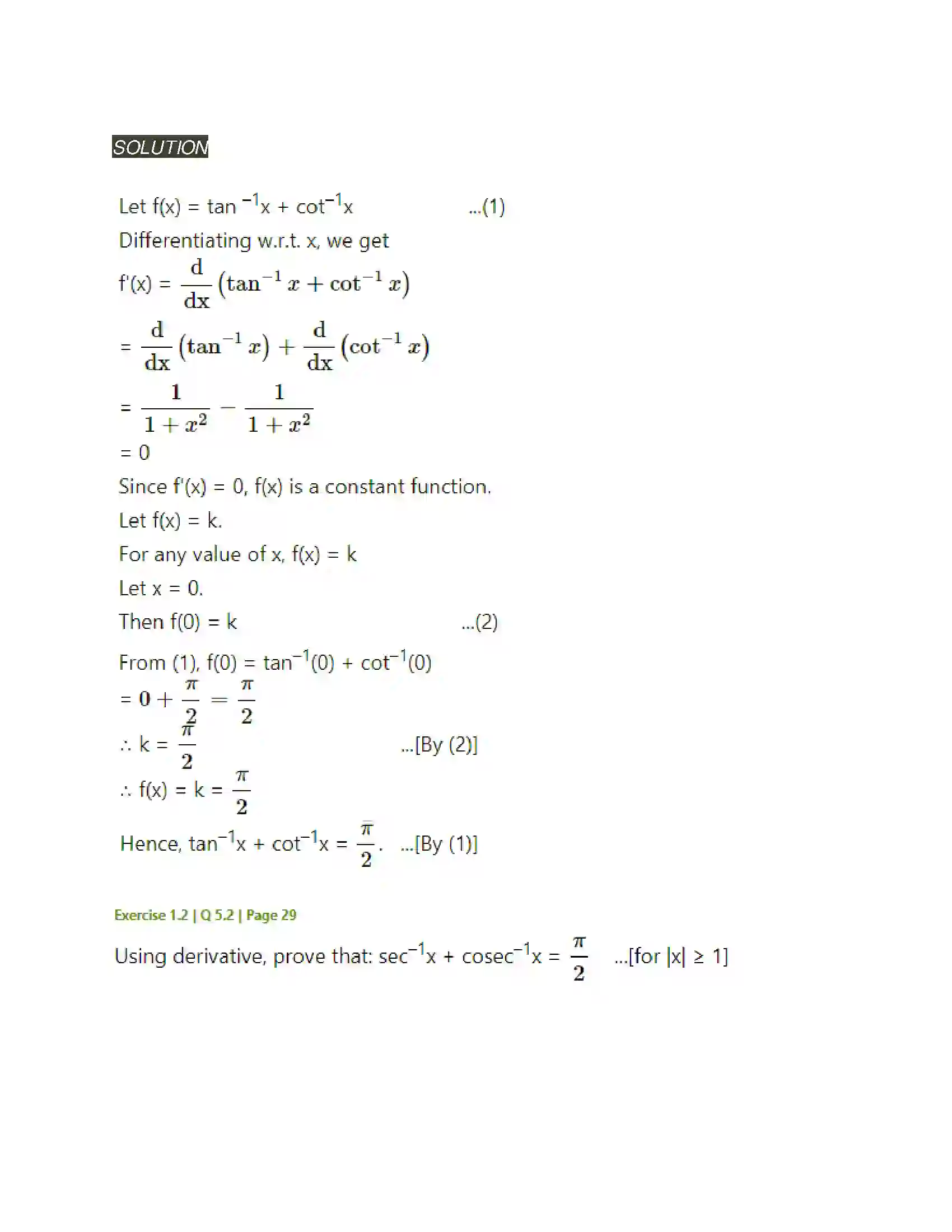 Maharashtra Board Class 12th Mathematics & Statistics-2 (Arts & Science) Differentiation Solution 62