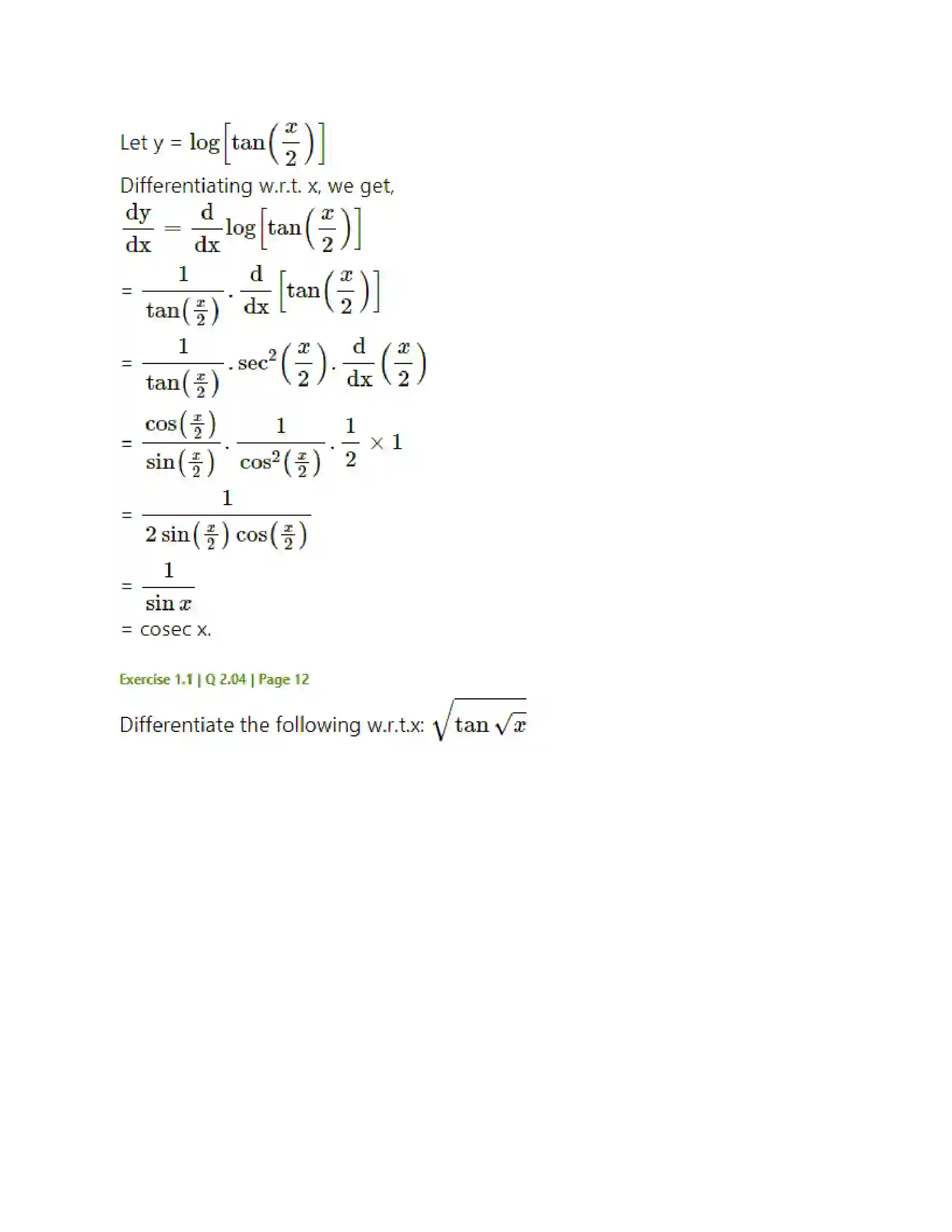 Maharashtra Board Class 12th Mathematics & Statistics-2 (Arts & Science) Differentiation Solution 7
