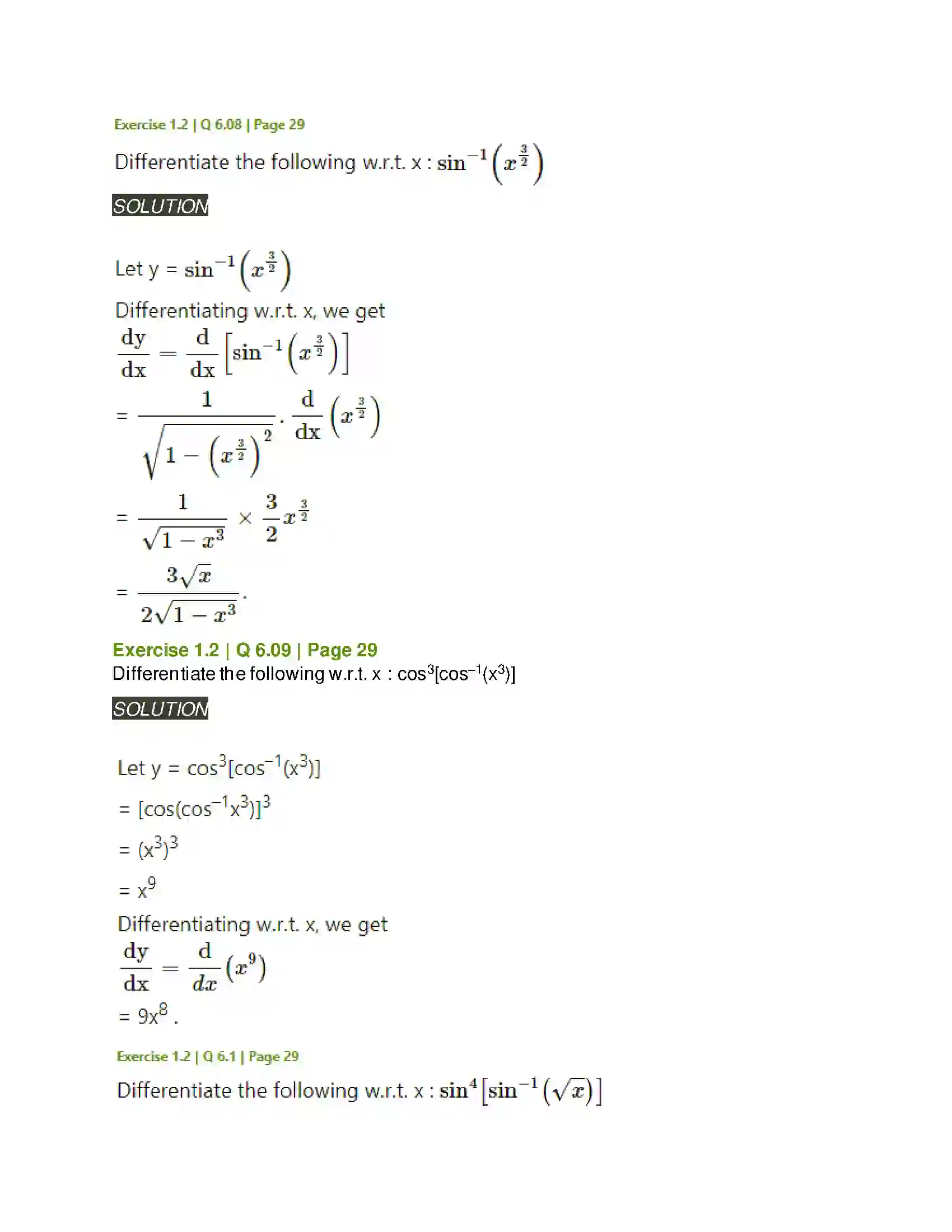 Maharashtra Board Class 12th Mathematics & Statistics-2 (Arts & Science) Differentiation Solution 74