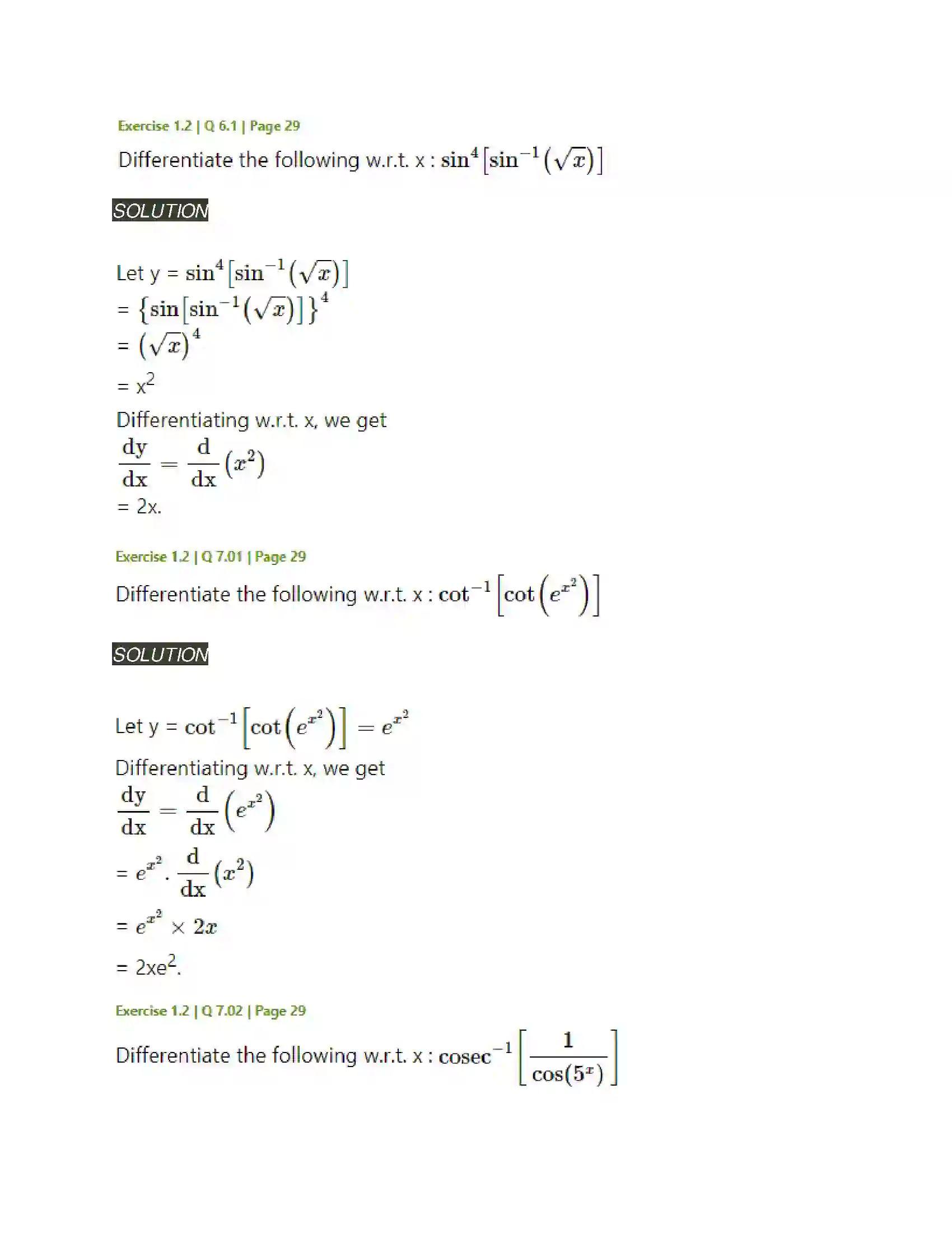 Maharashtra Board Class 12th Mathematics & Statistics-2 (Arts & Science) Differentiation Solution 75