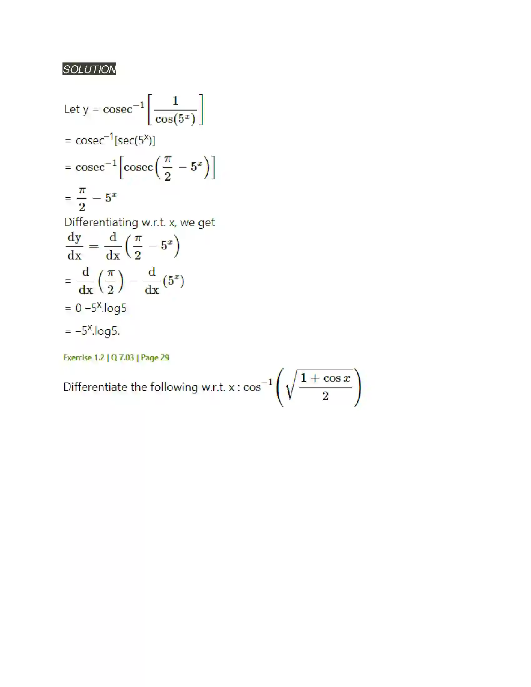 Maharashtra Board Class 12th Mathematics & Statistics-2 (Arts & Science) Differentiation Solution 76