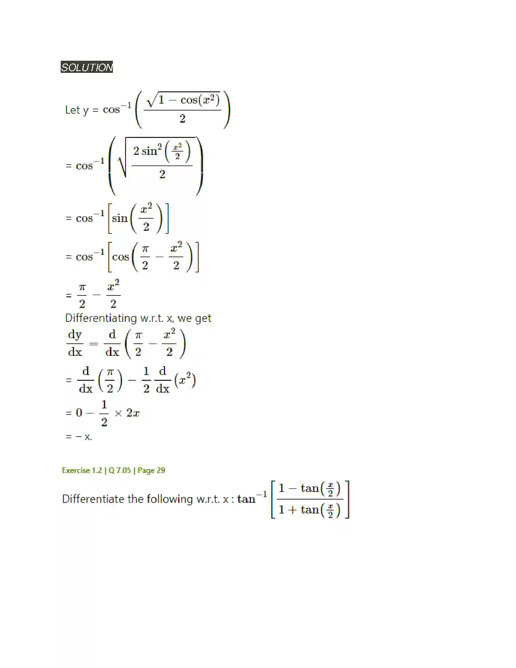 Maharashtra Board Class 12th Mathematics & Statistics-2 (Arts & Science) Differentiation Solution 78