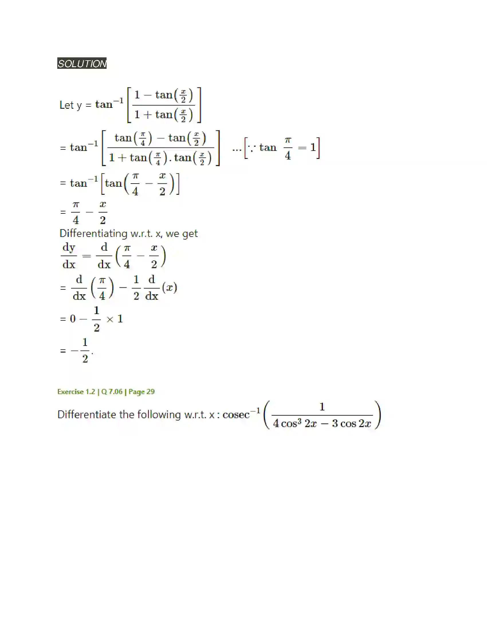 Maharashtra Board Class 12th Mathematics & Statistics-2 (Arts & Science) Differentiation Solution 79