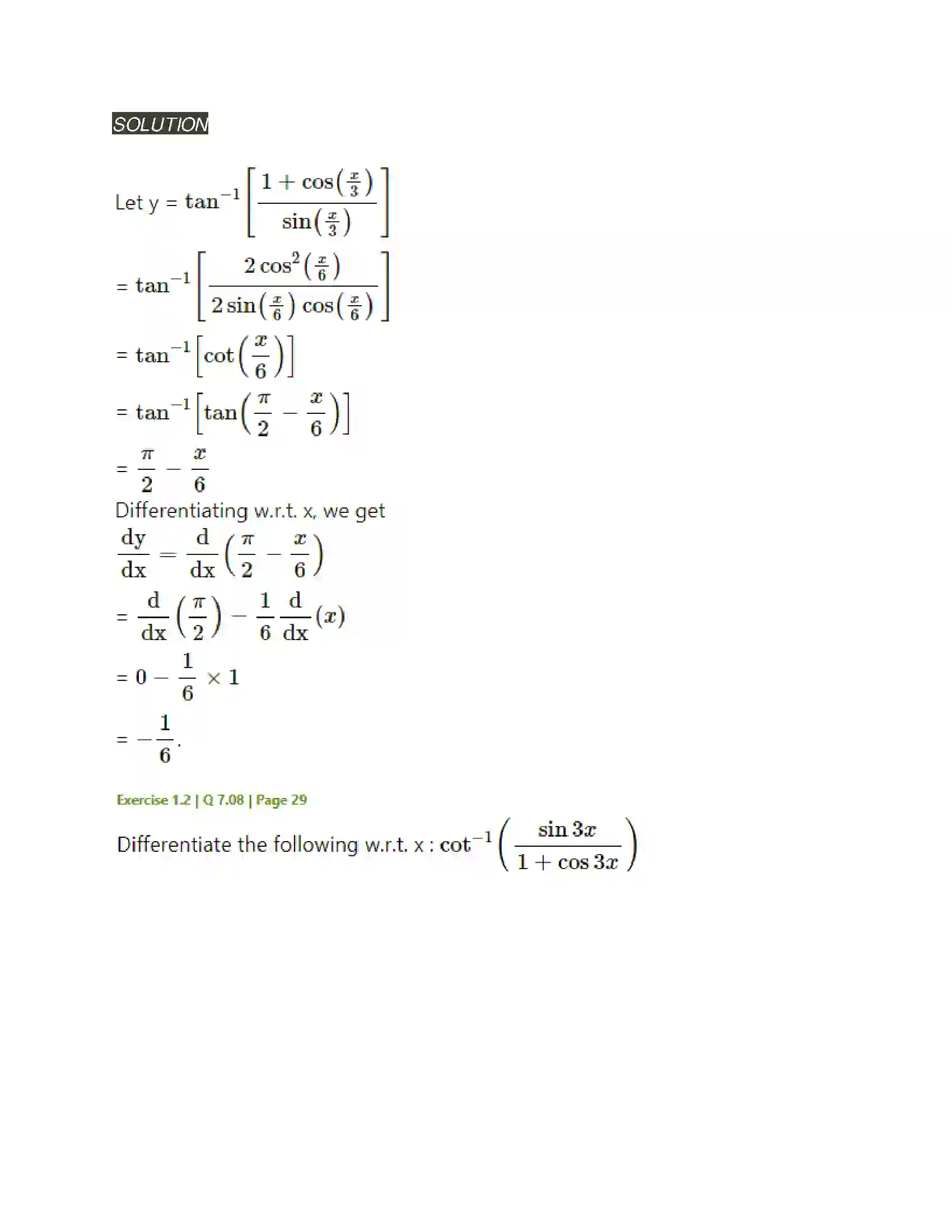 Maharashtra Board Class 12th Mathematics & Statistics-2 (Arts & Science) Differentiation Solution 81
