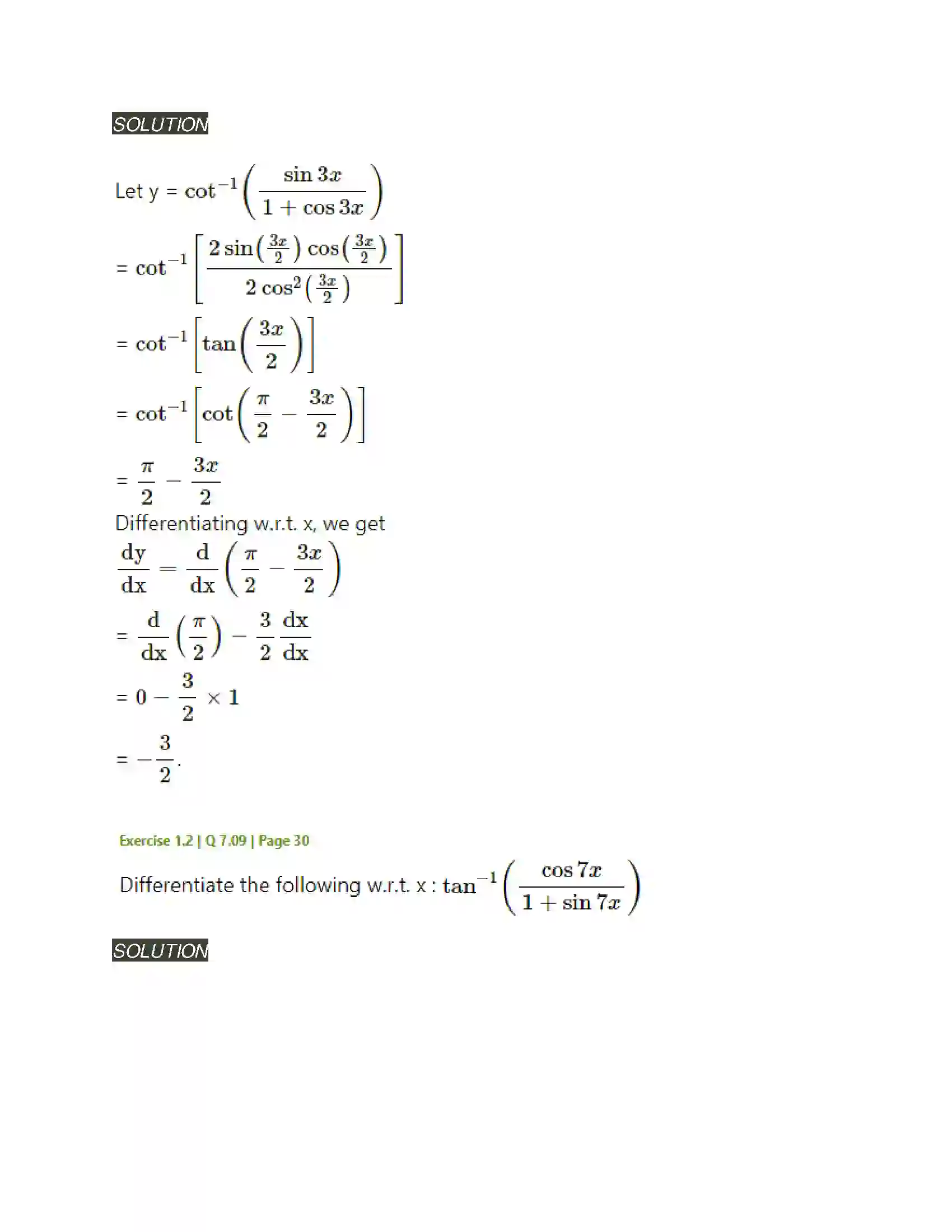 Maharashtra Board Class 12th Mathematics & Statistics-2 (Arts & Science) Differentiation Solution 82