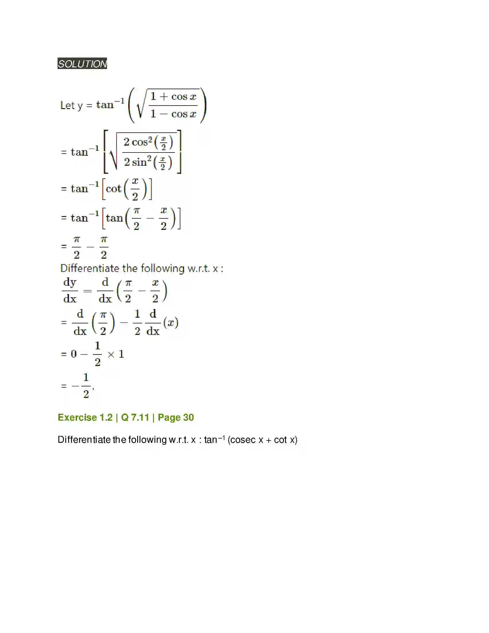 Maharashtra Board Class 12th Mathematics & Statistics-2 (Arts & Science) Differentiation Solution 84