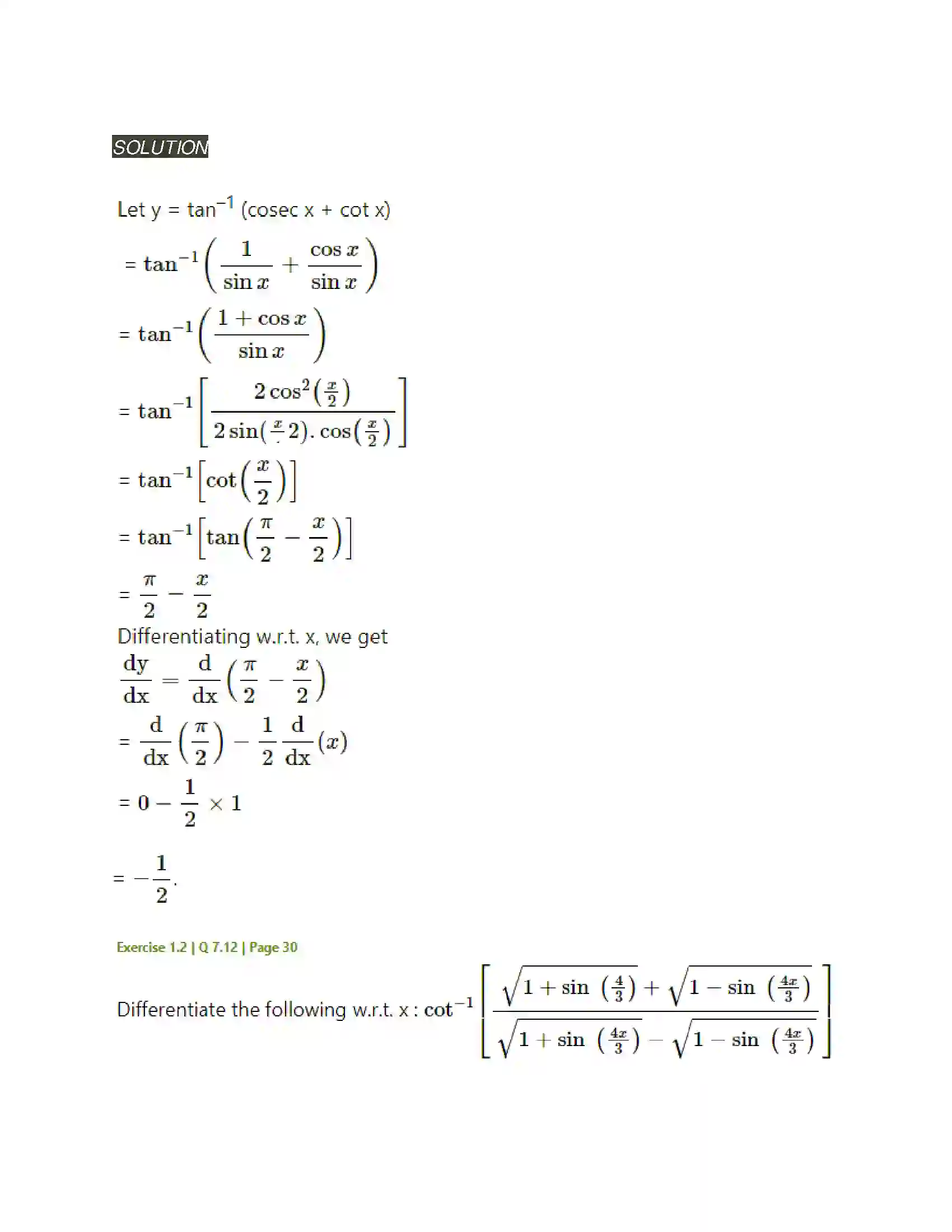 Maharashtra Board Class 12th Mathematics & Statistics-2 (Arts & Science) Differentiation Solution 85