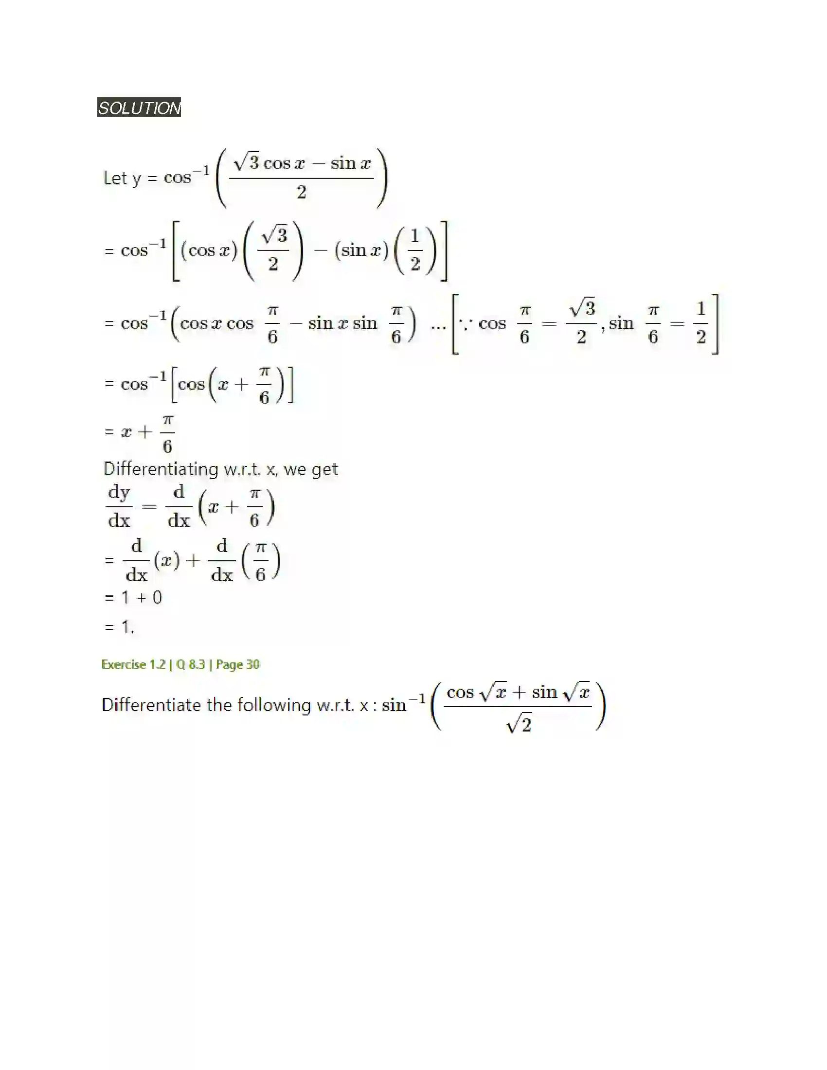 Maharashtra Board Class 12th Mathematics & Statistics-2 (Arts & Science) Differentiation Solution 89