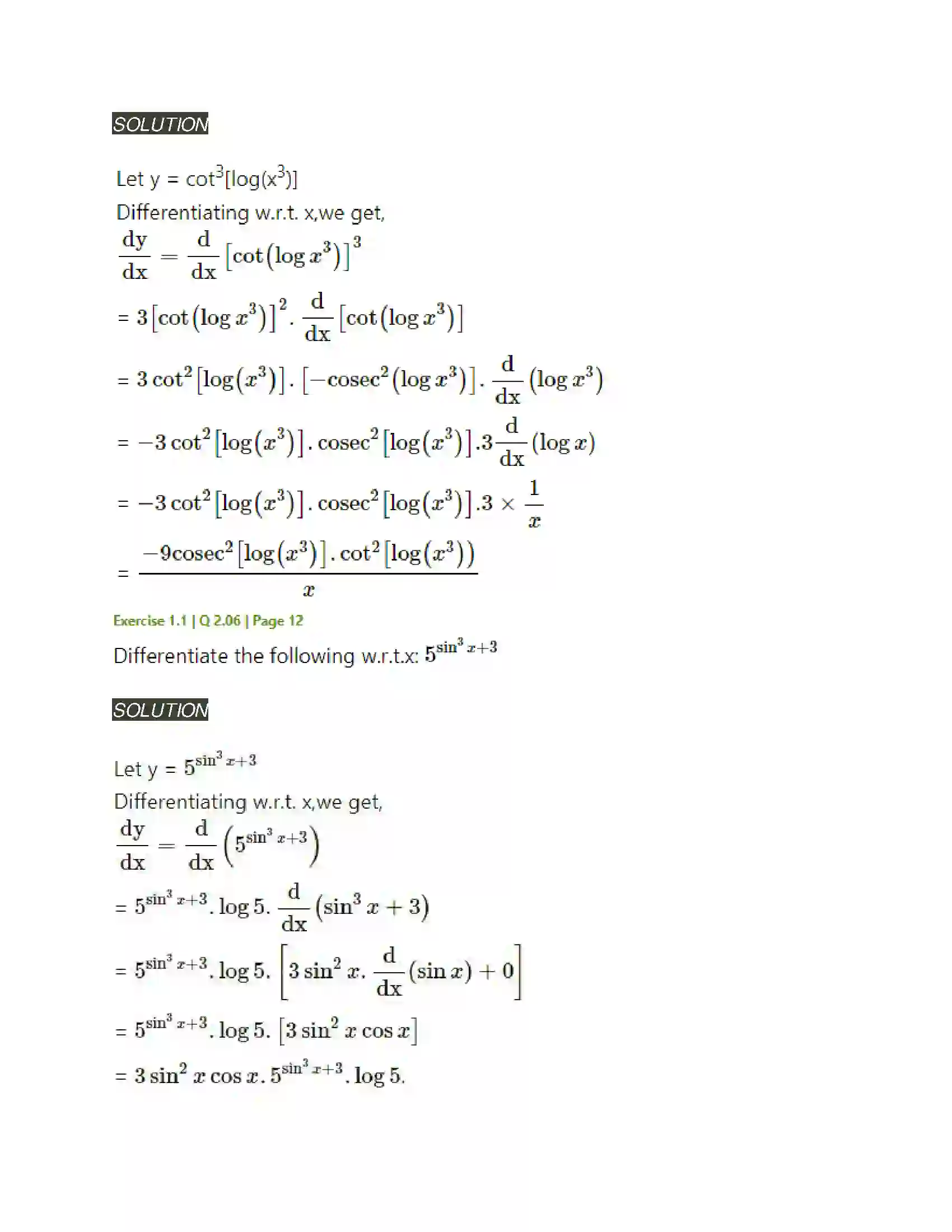 Maharashtra Board Class 12th Mathematics & Statistics-2 (Arts & Science) Differentiation Solution 9