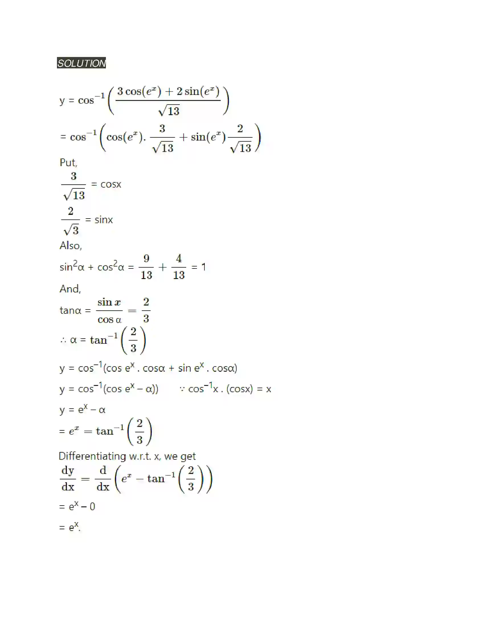 Maharashtra Board Class 12th Mathematics & Statistics-2 (Arts & Science) Differentiation Solution 92