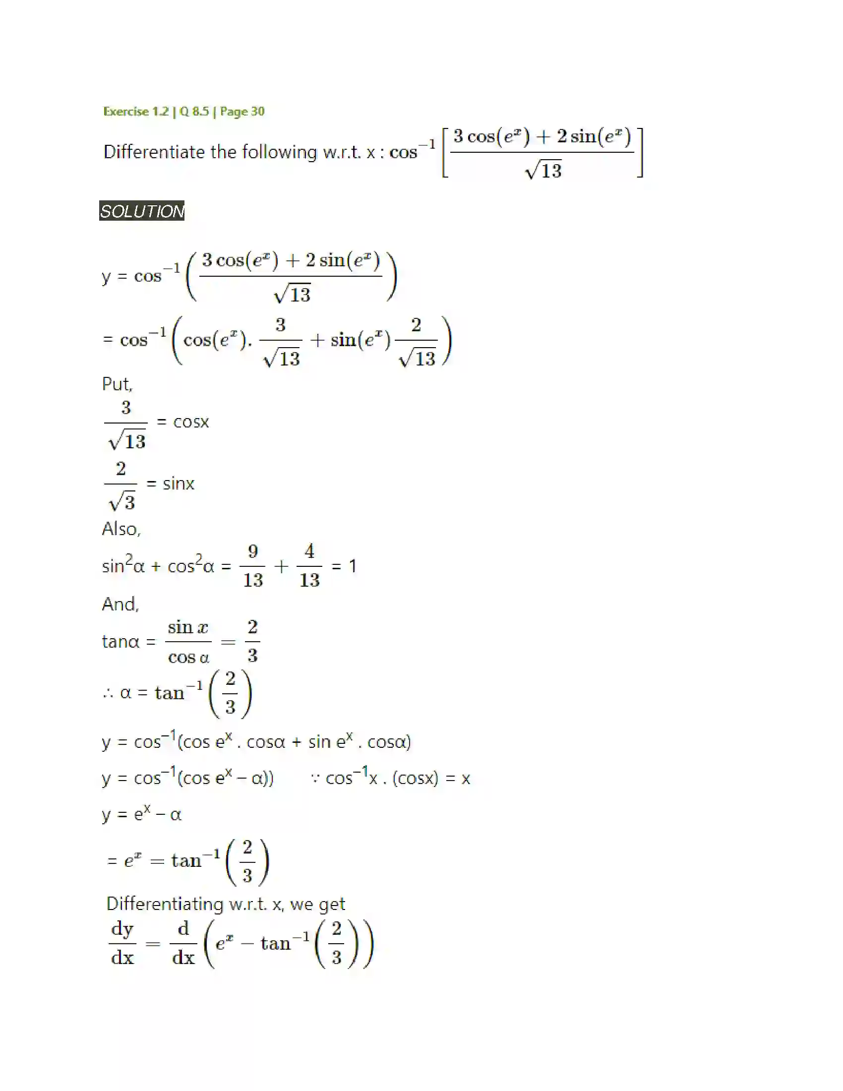 Maharashtra Board Class 12th Mathematics & Statistics-2 (Arts & Science) Differentiation Solution 93