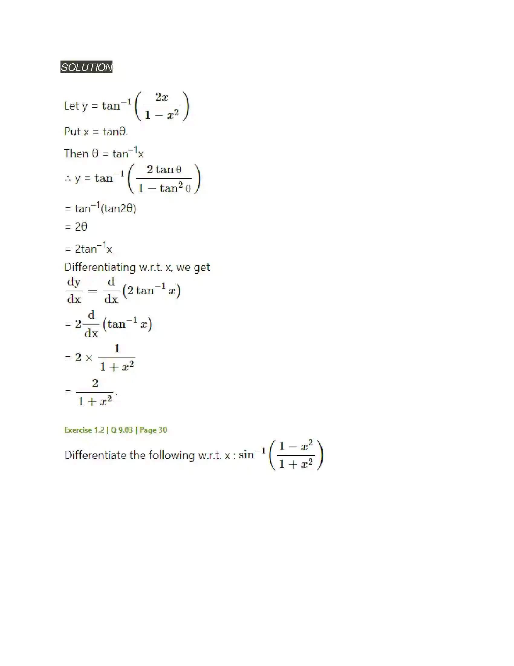 Maharashtra Board Class 12th Mathematics & Statistics-2 (Arts & Science) Differentiation Solution 96