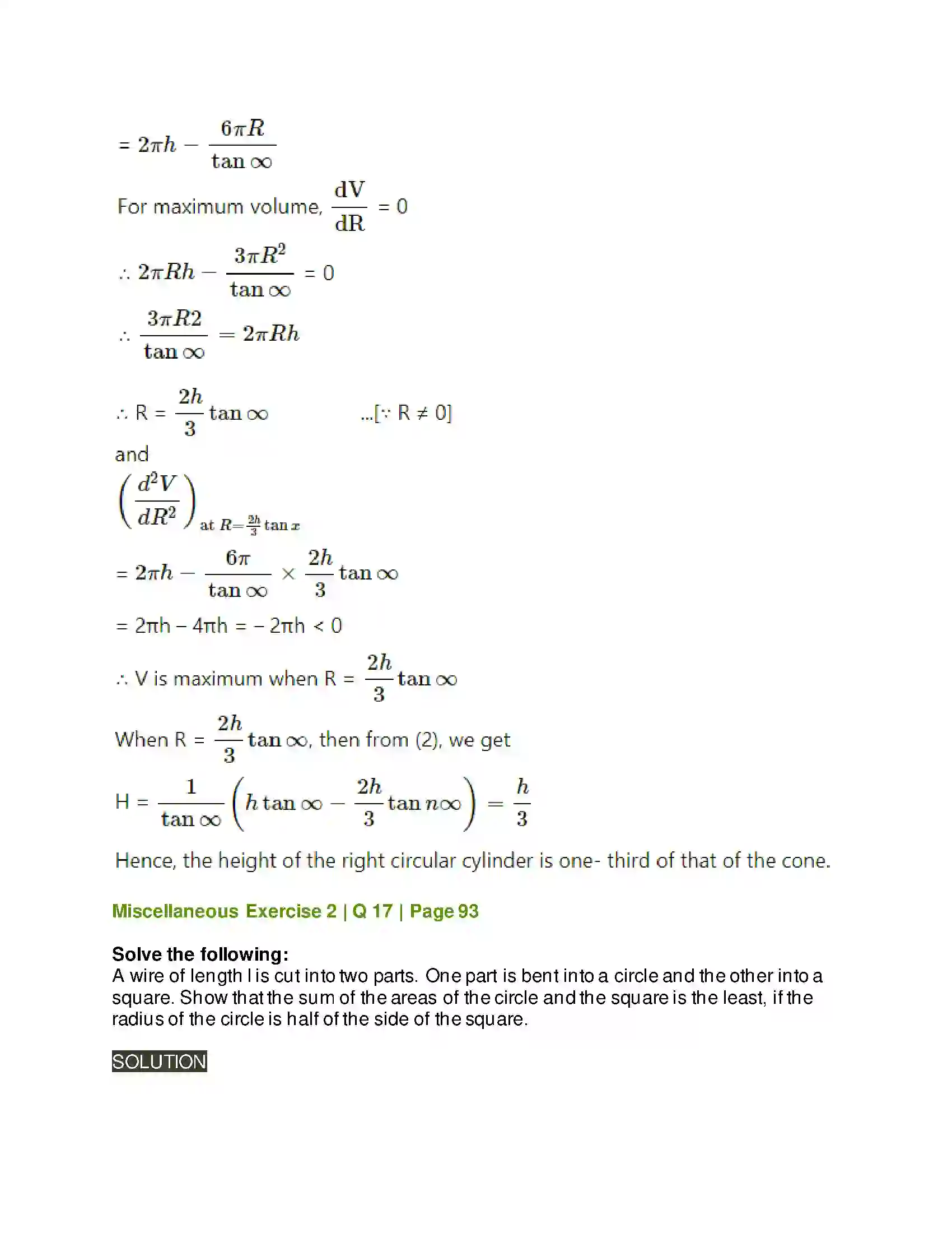 Maharashtra Board Class 12th Mathematics & Statistics-2 (Arts & Science) Applications of Derivatives Solution 143