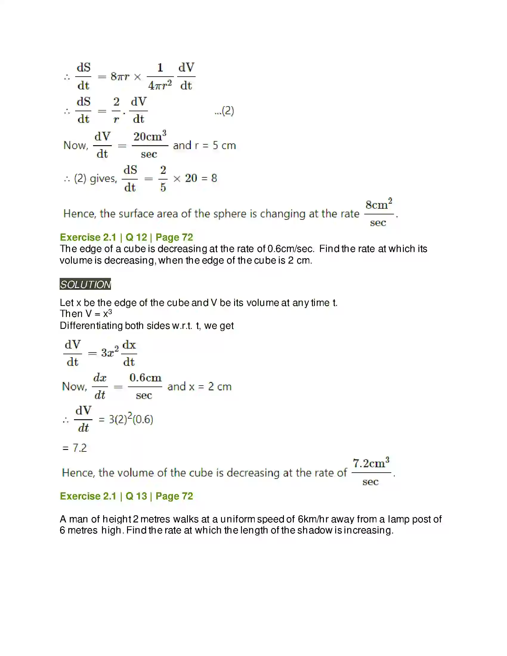 Maharashtra Board Class 12th Mathematics & Statistics-2 (Arts & Science) Applications of Derivatives Solution 23