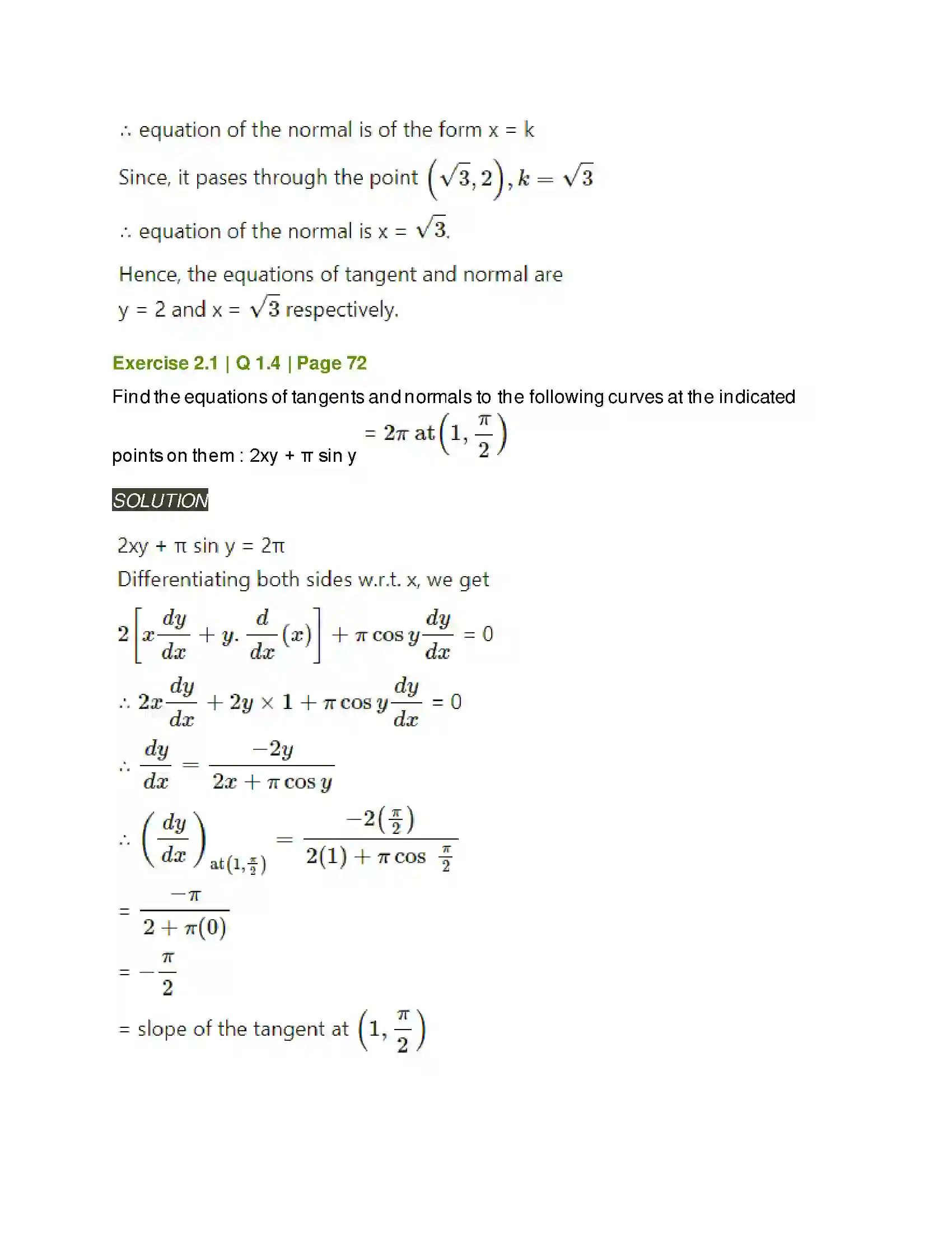 Maharashtra Board Class 12th Mathematics & Statistics-2 (Arts & Science) Applications of Derivatives Solution 5