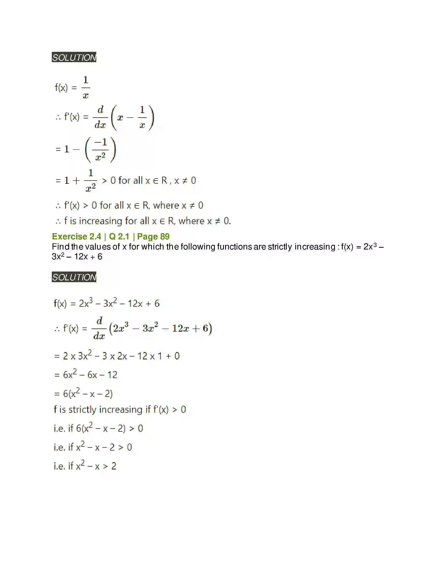Maharashtra Board Class 12th Mathematics & Statistics-2 (Arts & Science) Applications of Derivatives Solution 66