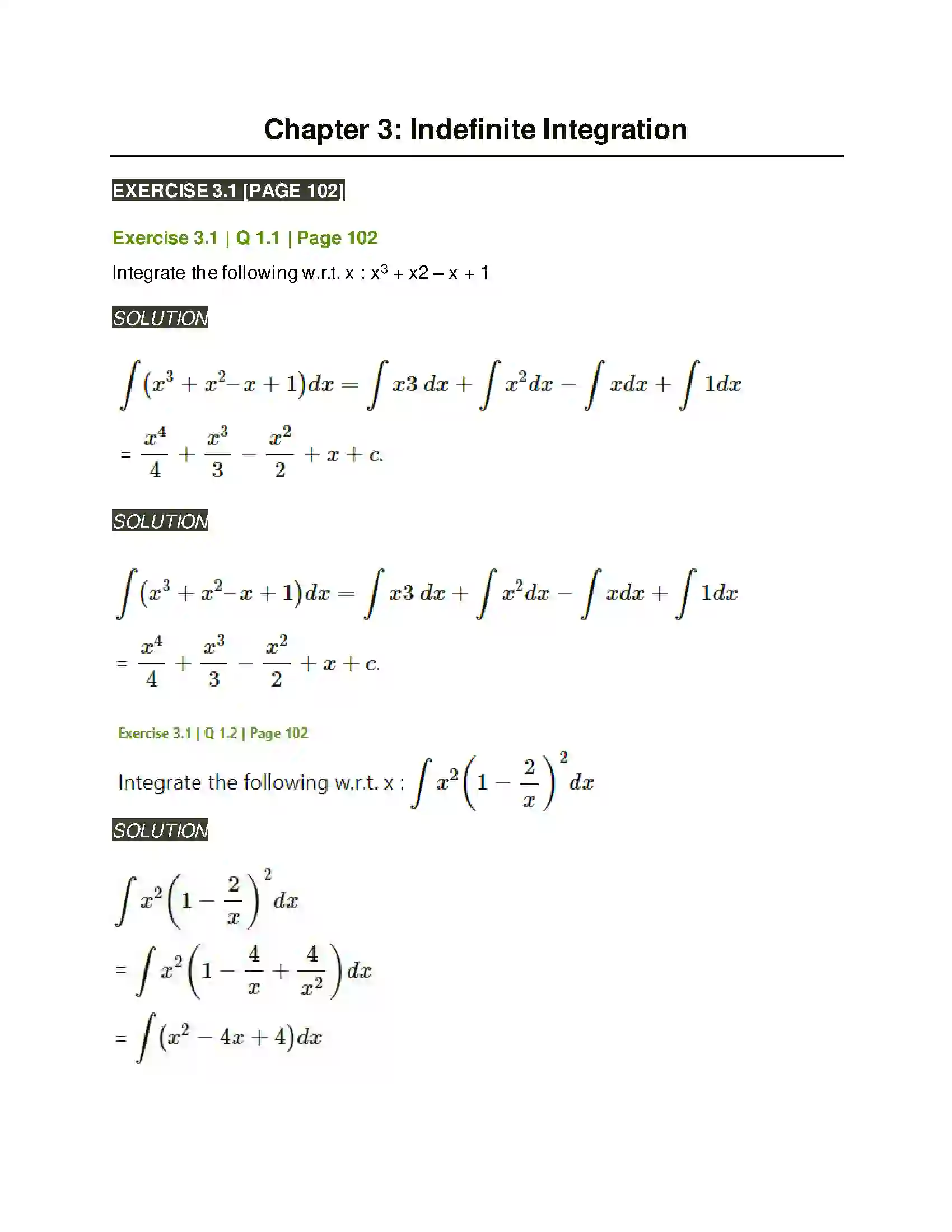 Maharashtra Board Class 12th Mathematics & Statistics-2 (Arts & Science) Indefinite Integration Solution 1
