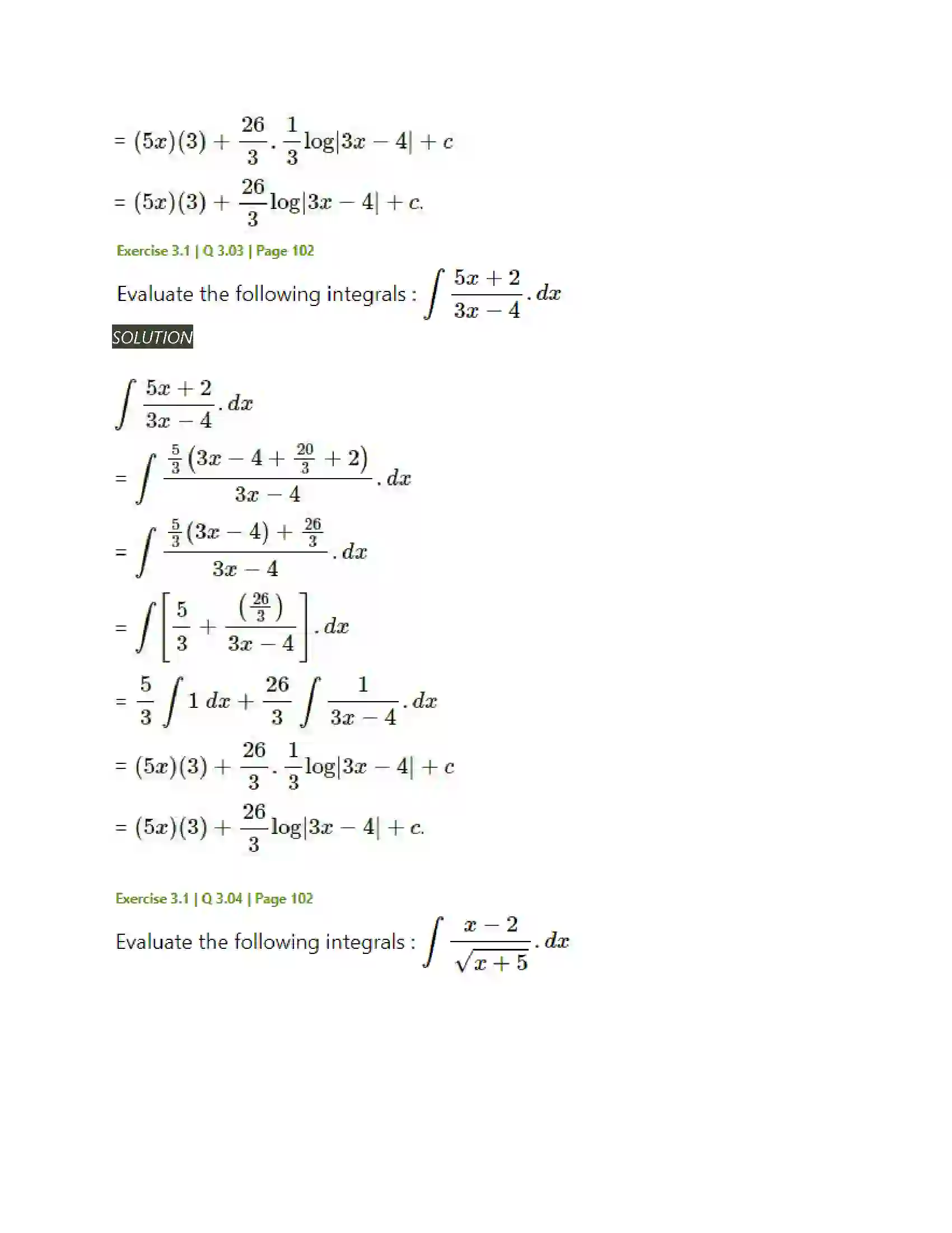 Maharashtra Board Class 12th Mathematics & Statistics-2 (Arts & Science) Indefinite Integration Solution 10