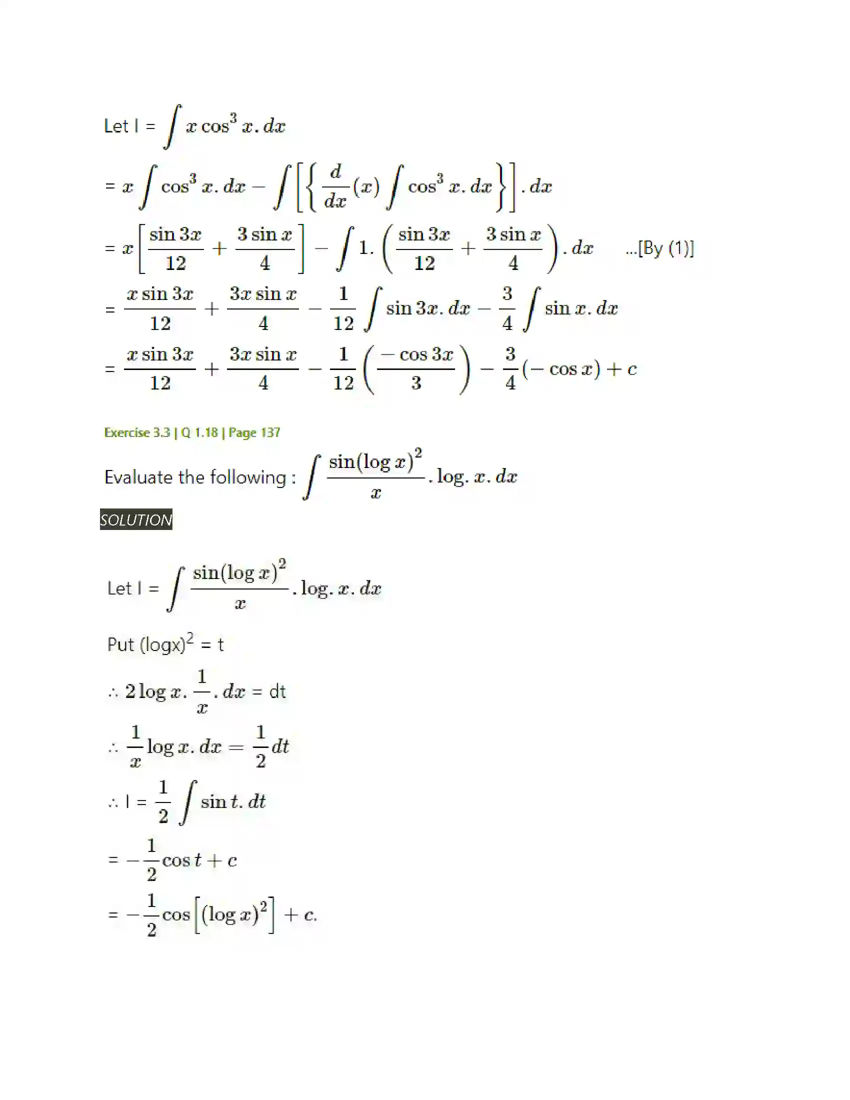 Maharashtra Board Class 12th Mathematics & Statistics-2 (Arts & Science) Indefinite Integration Solution 106