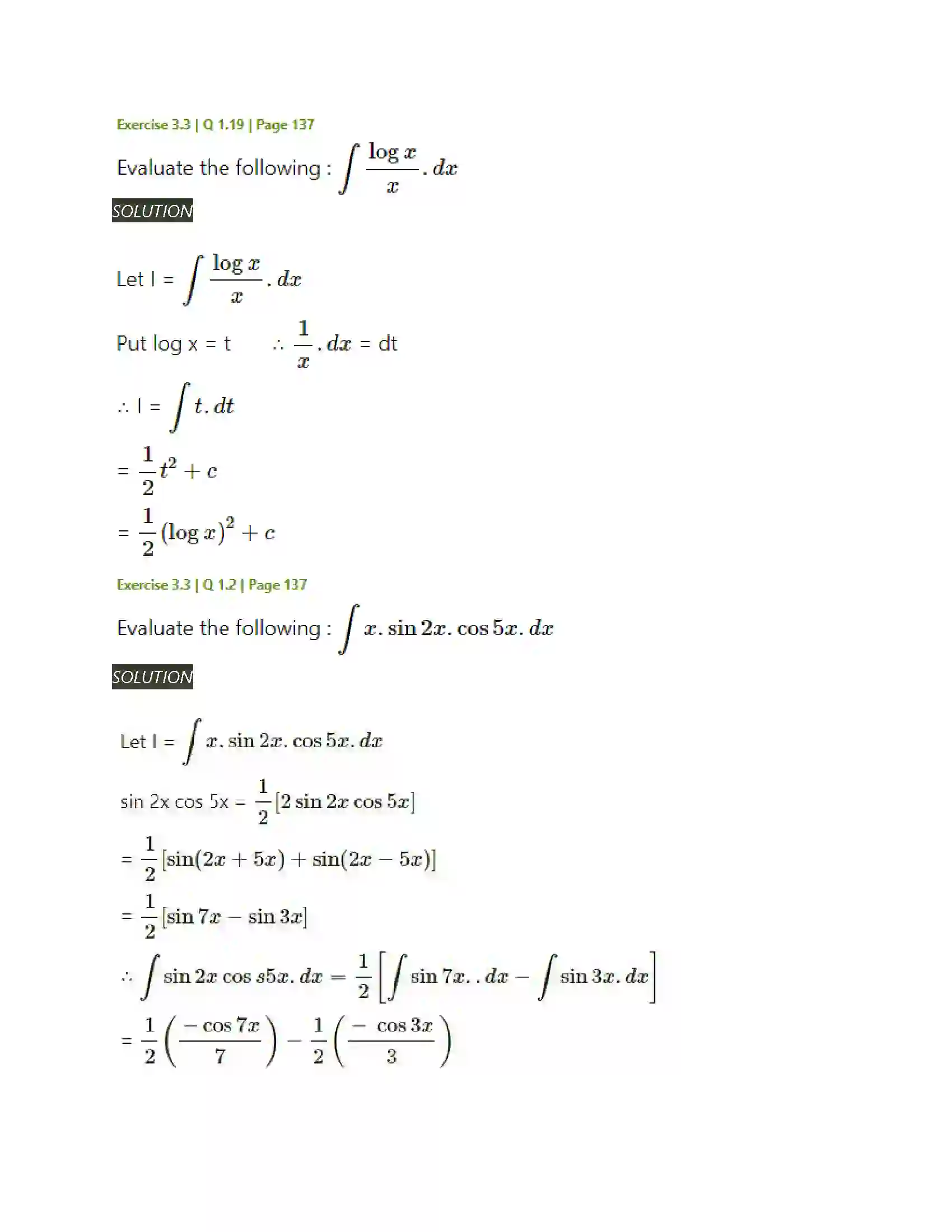 Maharashtra Board Class 12th Mathematics & Statistics-2 (Arts & Science) Indefinite Integration Solution 107