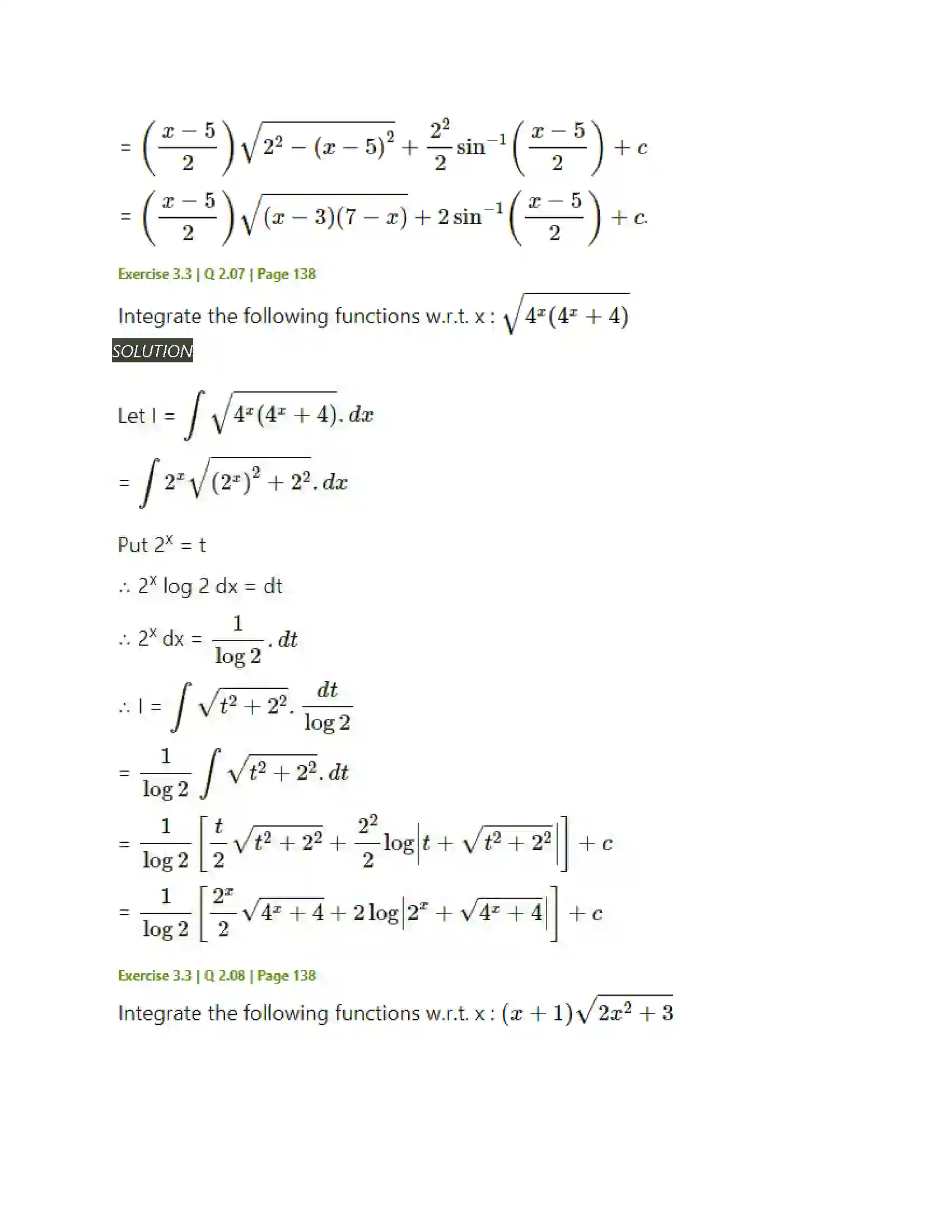 Maharashtra Board Class 12th Mathematics & Statistics-2 (Arts & Science) Indefinite Integration Solution 114